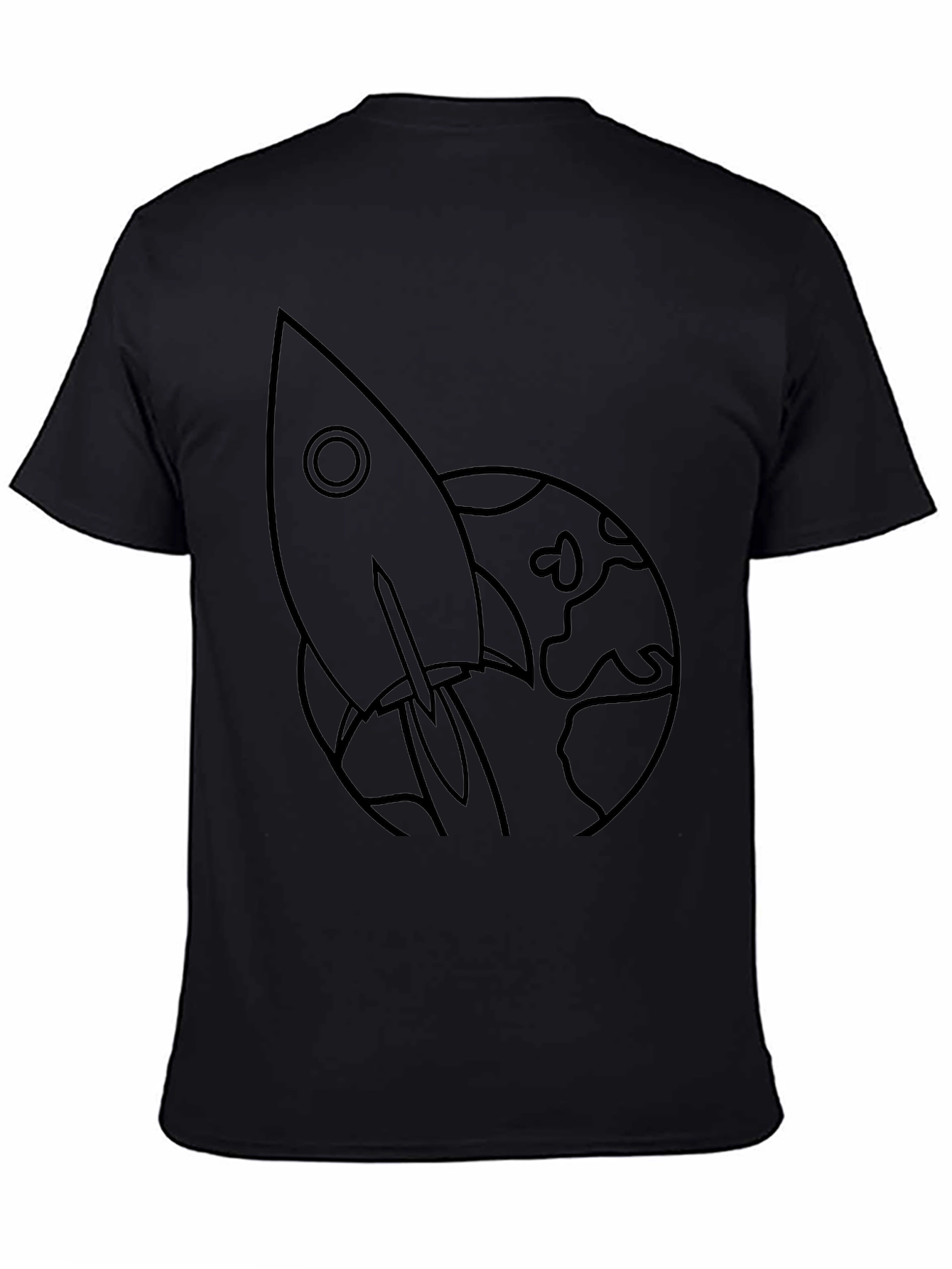 Rocket to the Moon Black Graphic Tee - 4