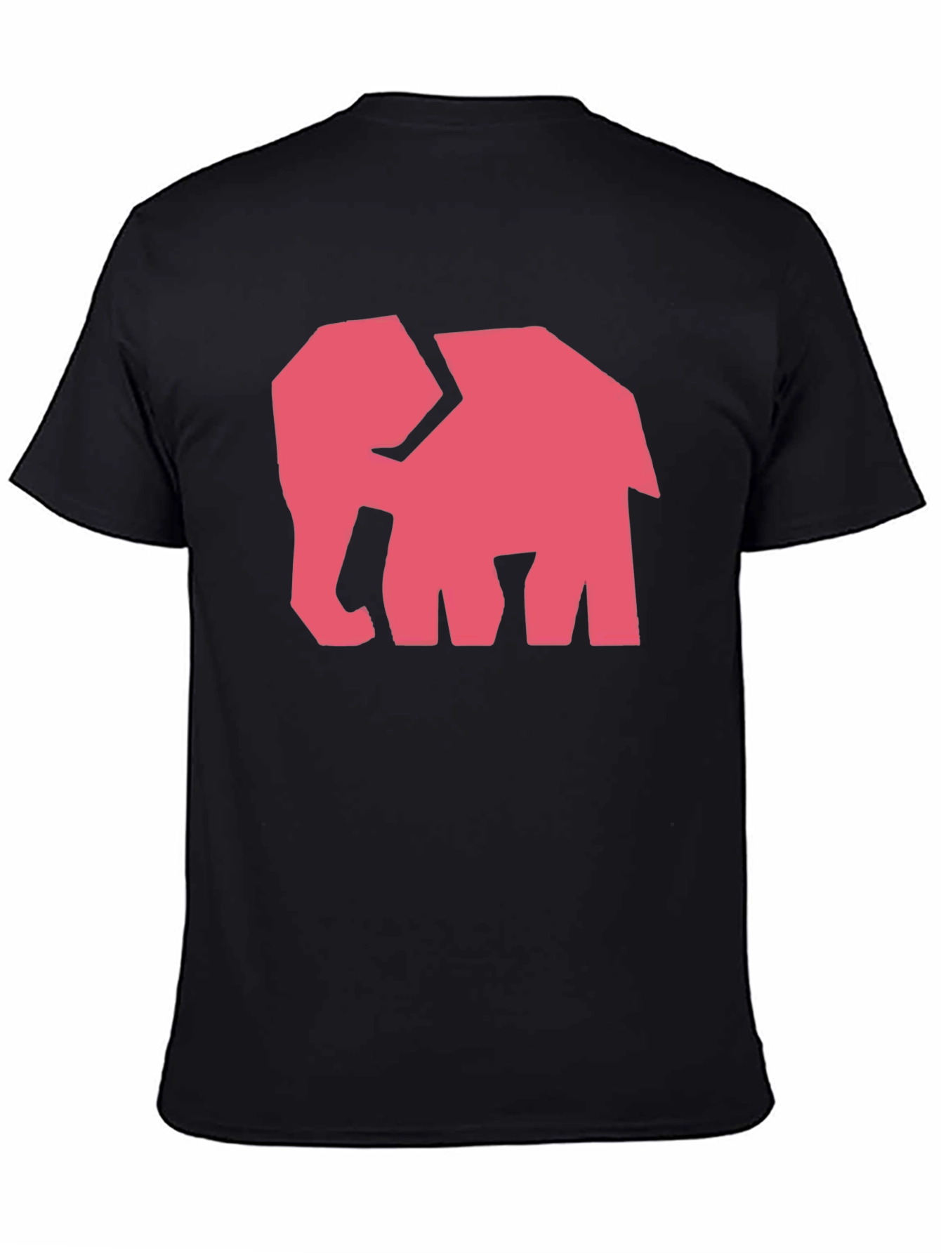 Black Modern Elephant Graphic Tee - Black Cotton Shirt view 4