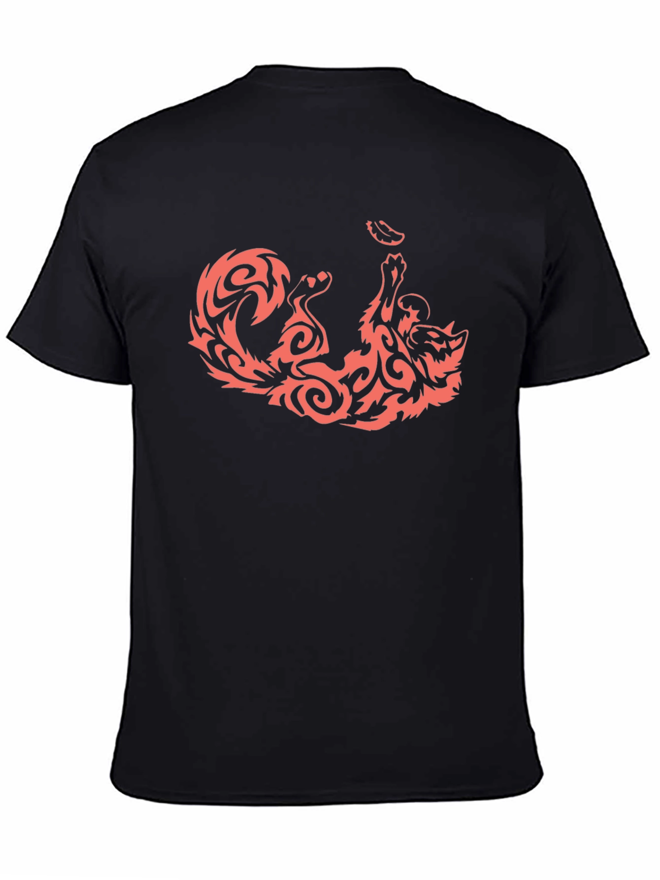 Black Black T-Shirt with Tribal Fox Design view 4