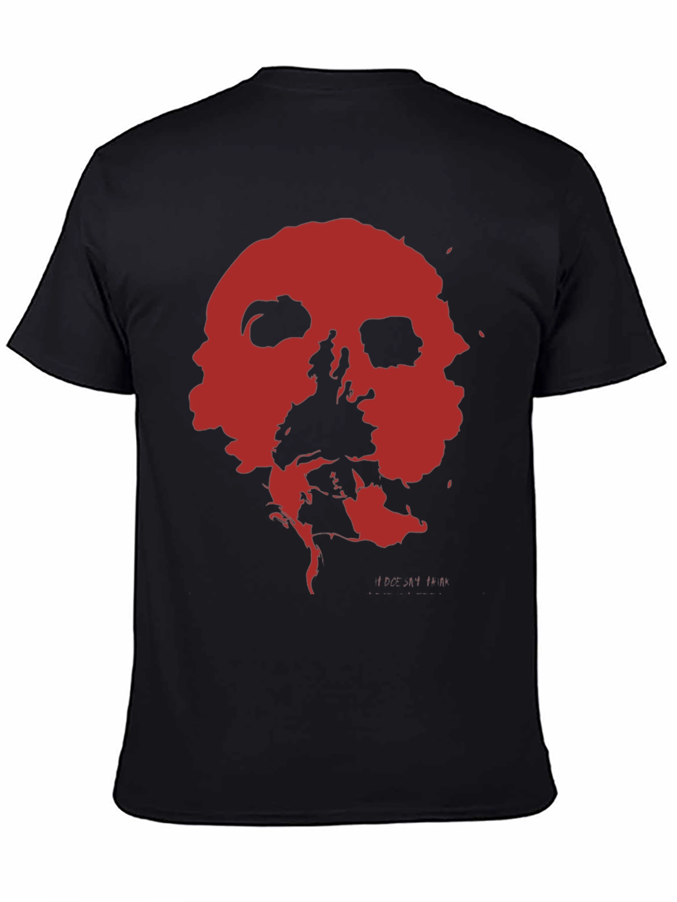 Black Abstract Red Skull Graphic Print Black T-Shirt view 4