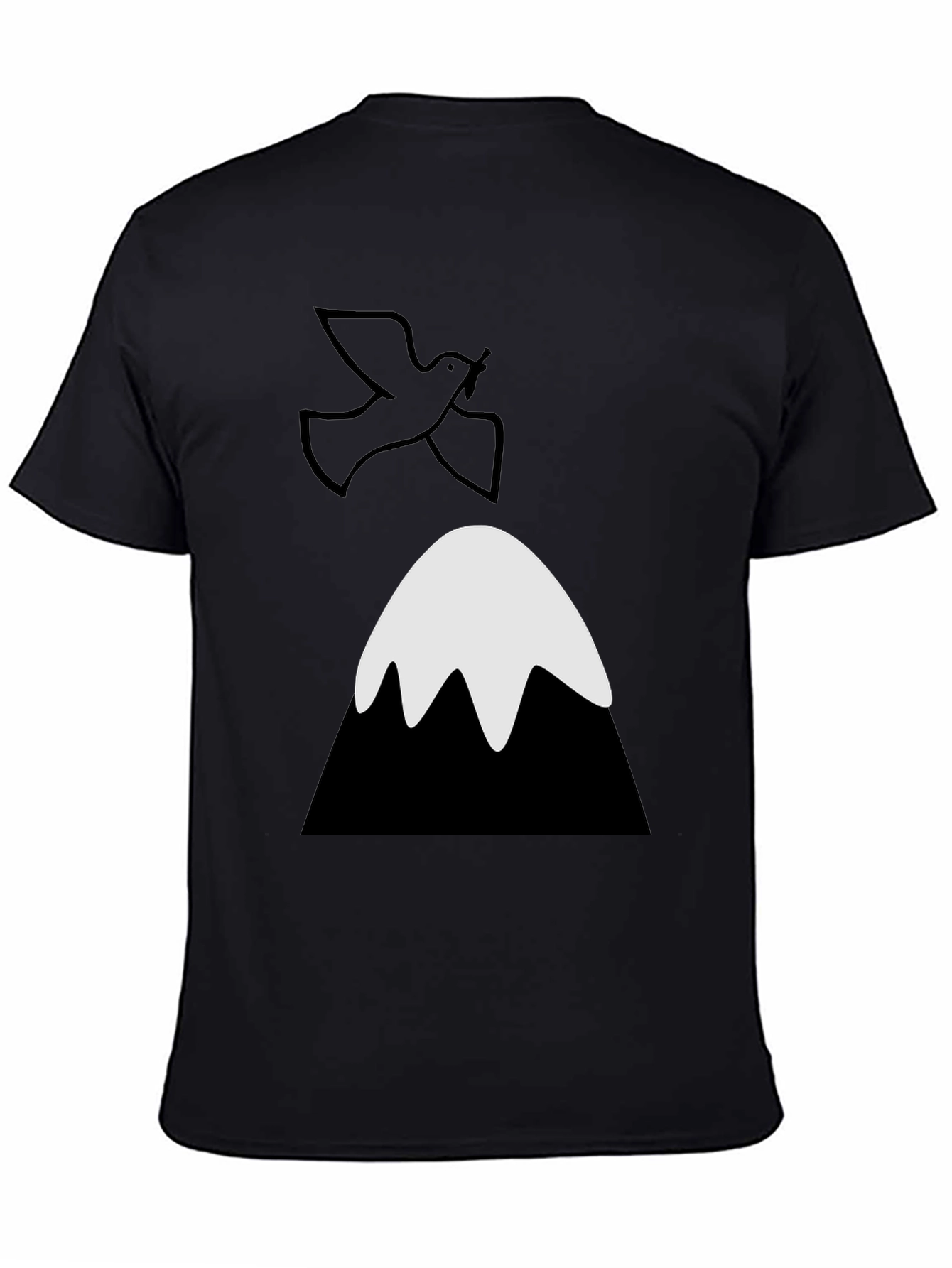 Black Dove Over Mountain Graphic Tee - Unisex Black T-Shirt view 4