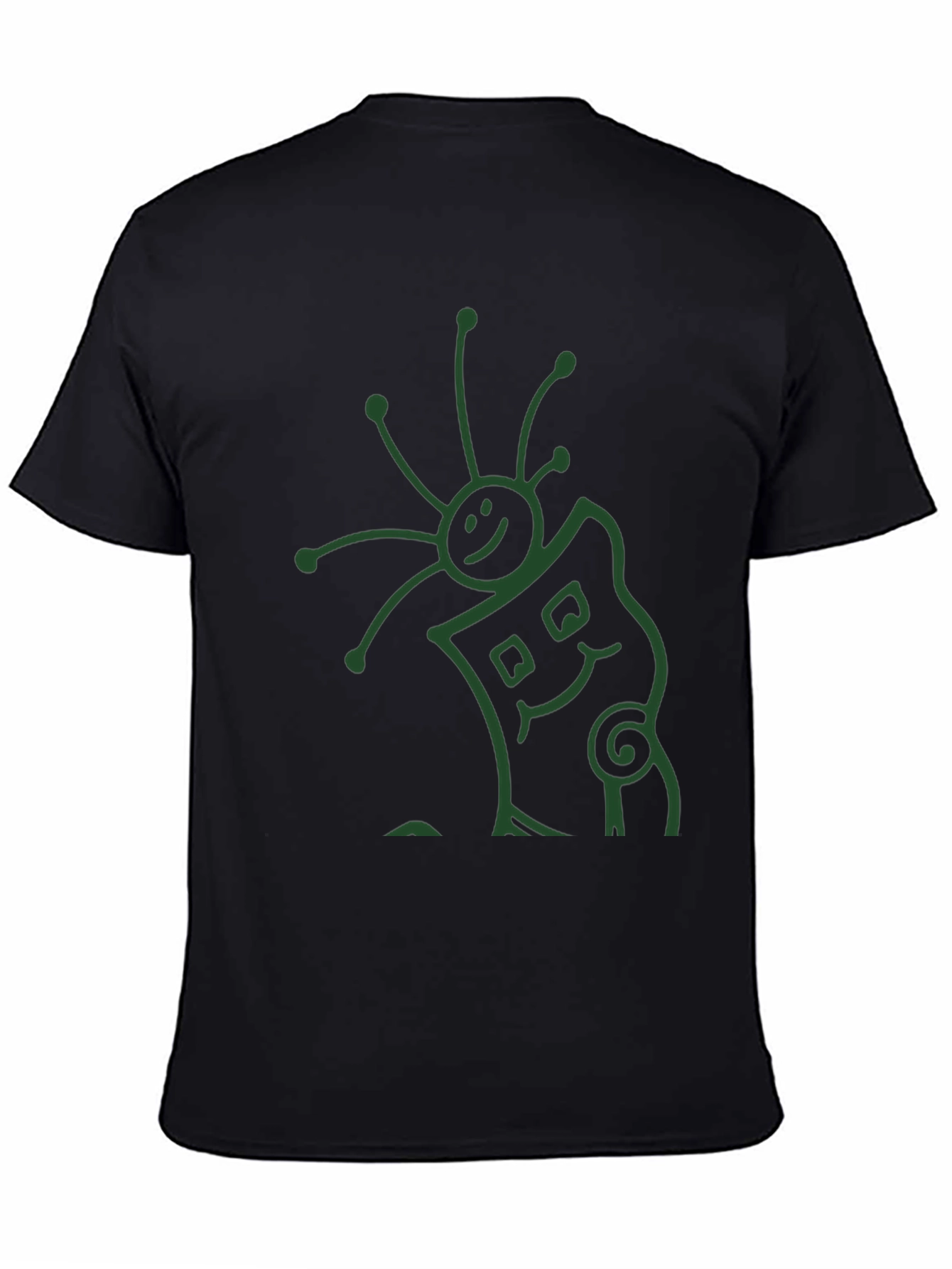 Black Black T-Shirt with Abstract Smiling Creature Graphic view 4