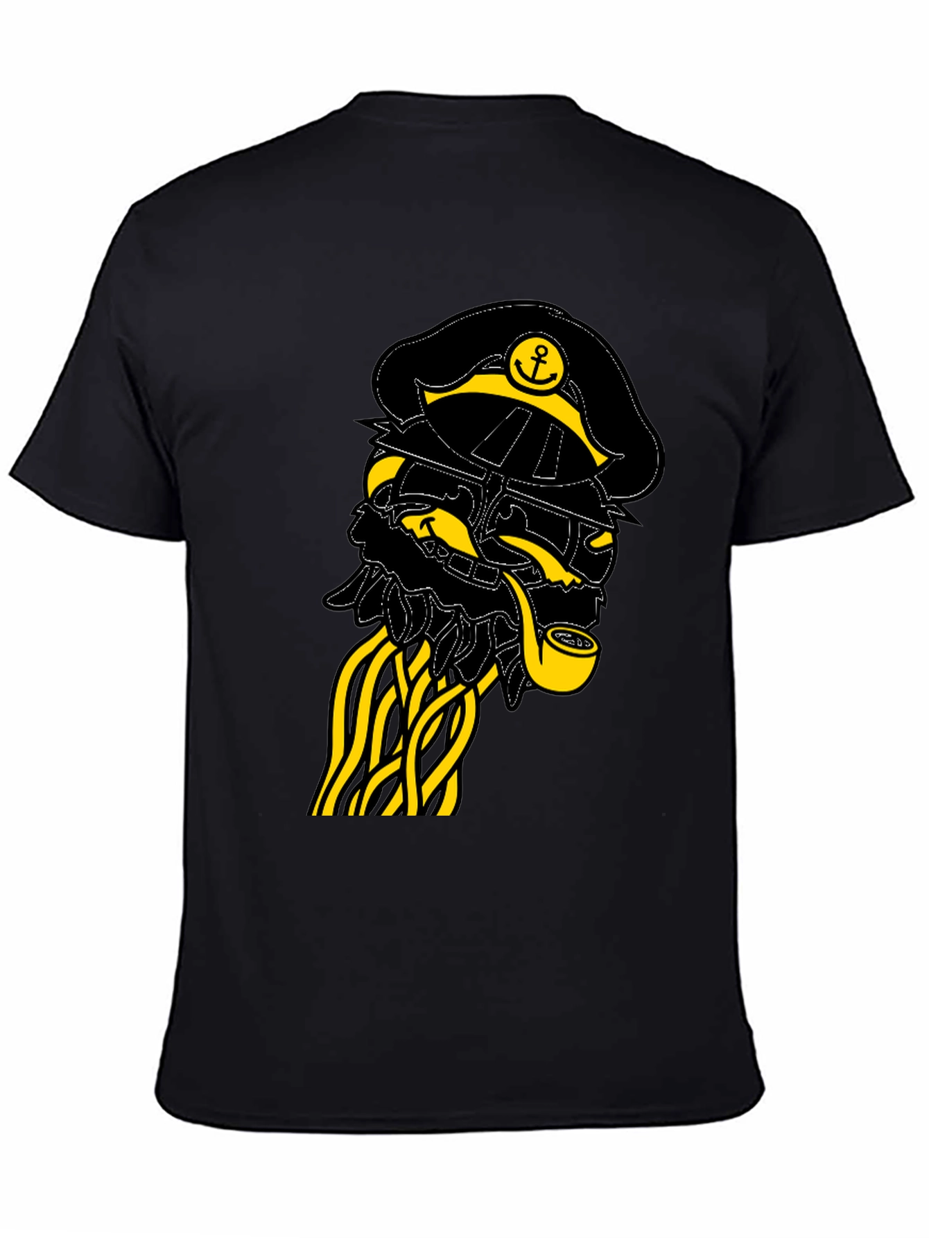 Black Nautical Captain Graphic Tee - Black view 4