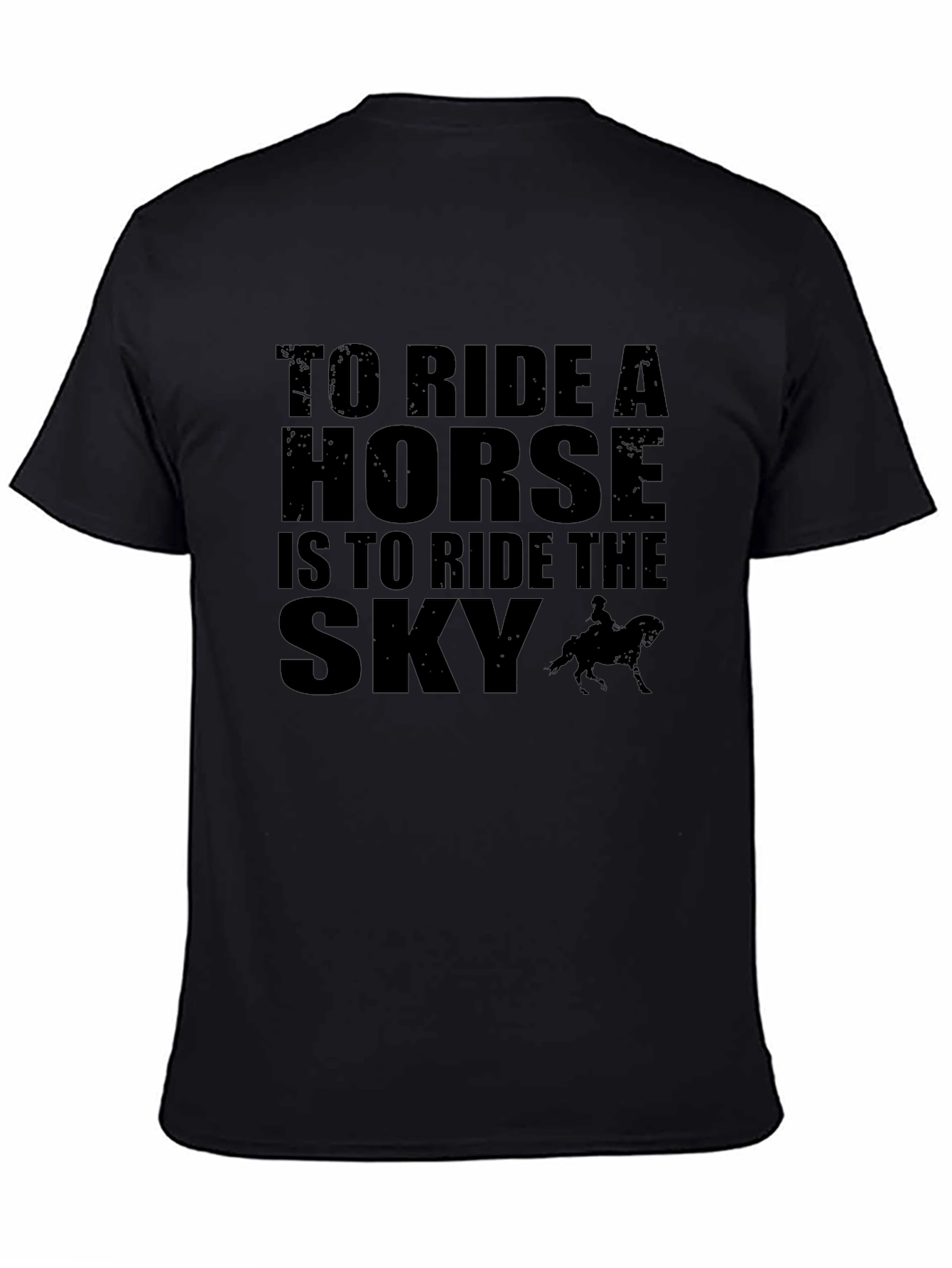 Black Horse Riding T-Shirt: Ride the Sky view 4