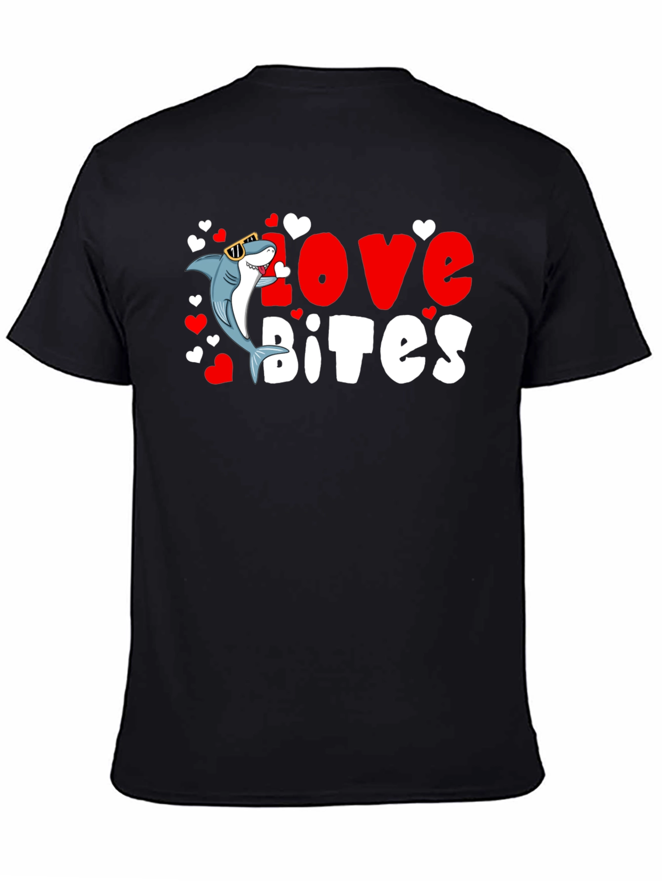 Black Love Bites Shark Valentine's Day T-Shirt view 4