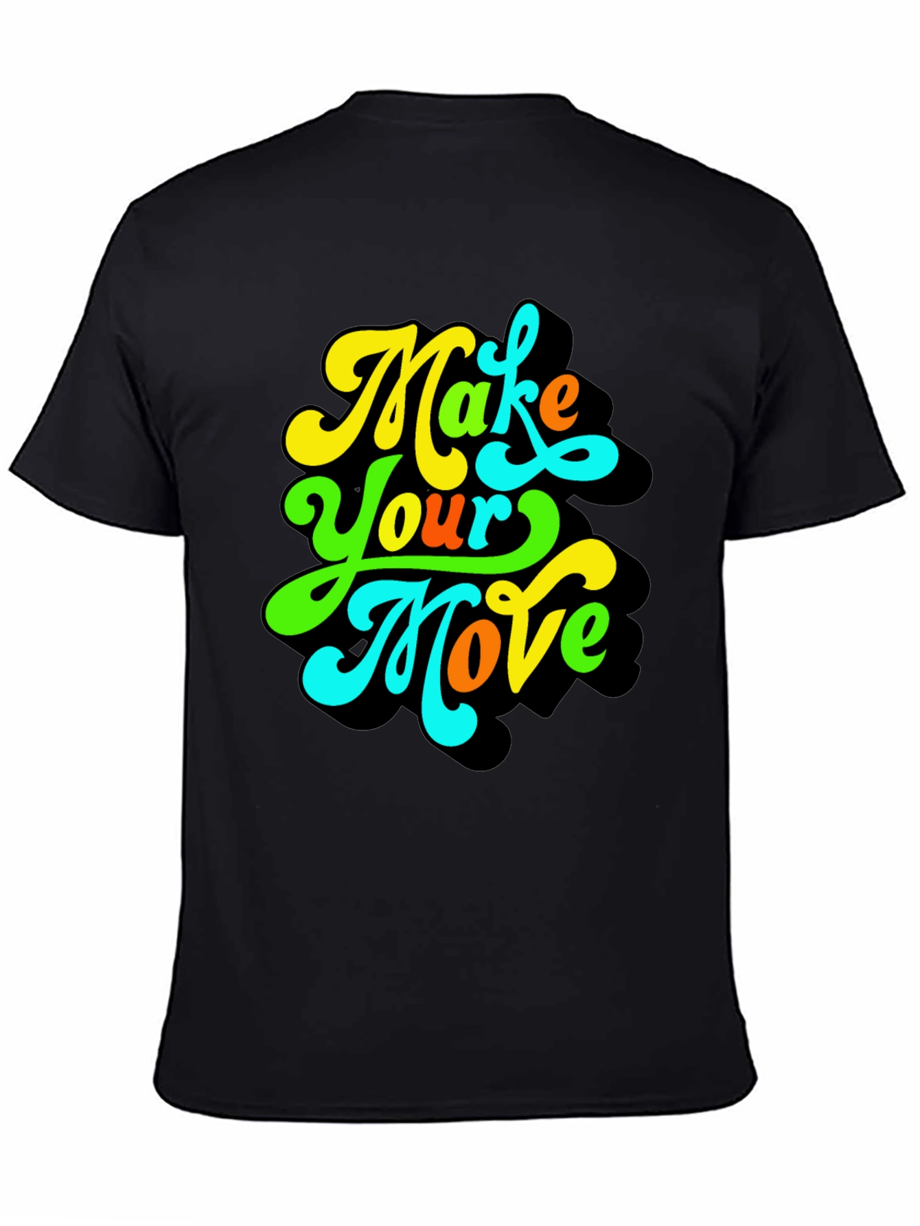 Black Make Your Move Graphic Tee - Retro Style Black T-Shirt view 4