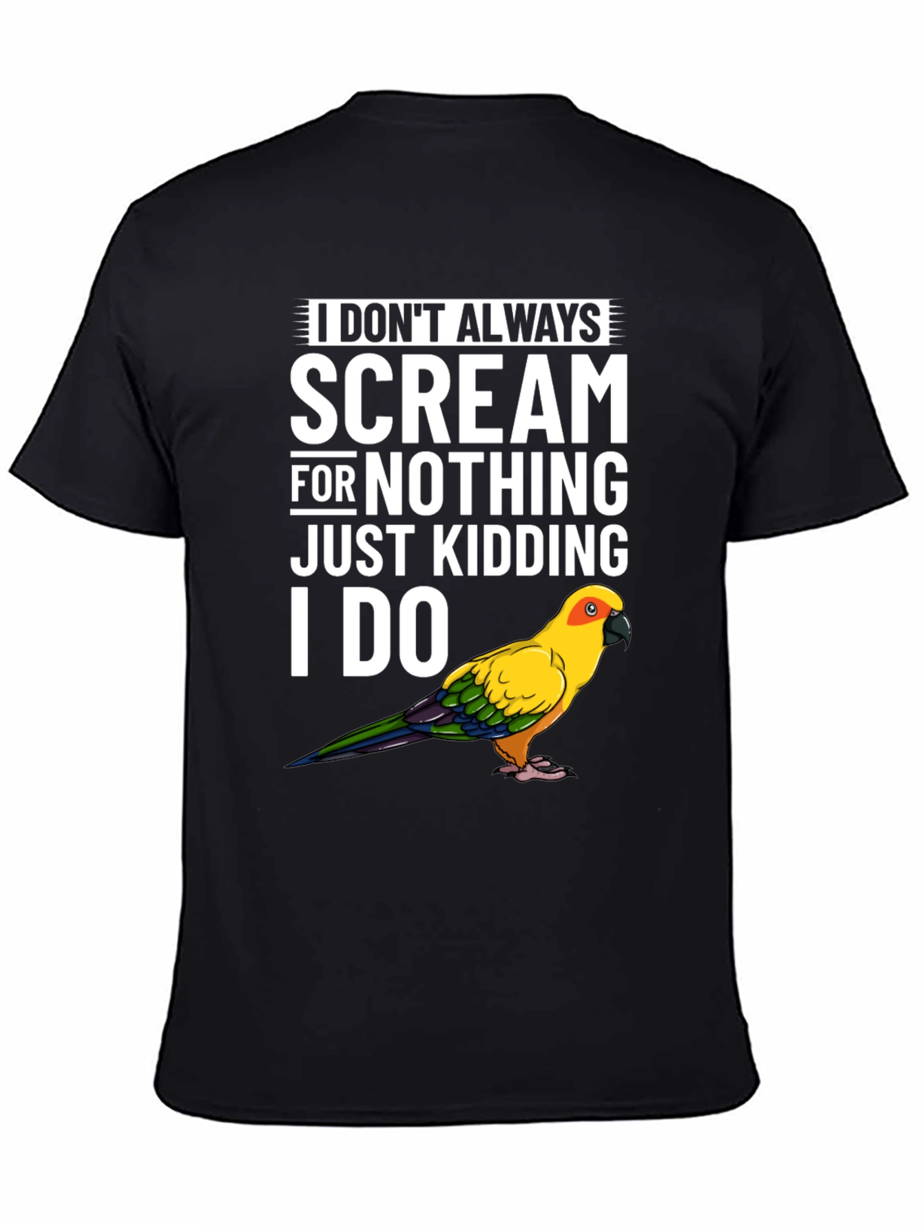 Black Funny Parrot T-Shirt - I Don't Always Scream view 4