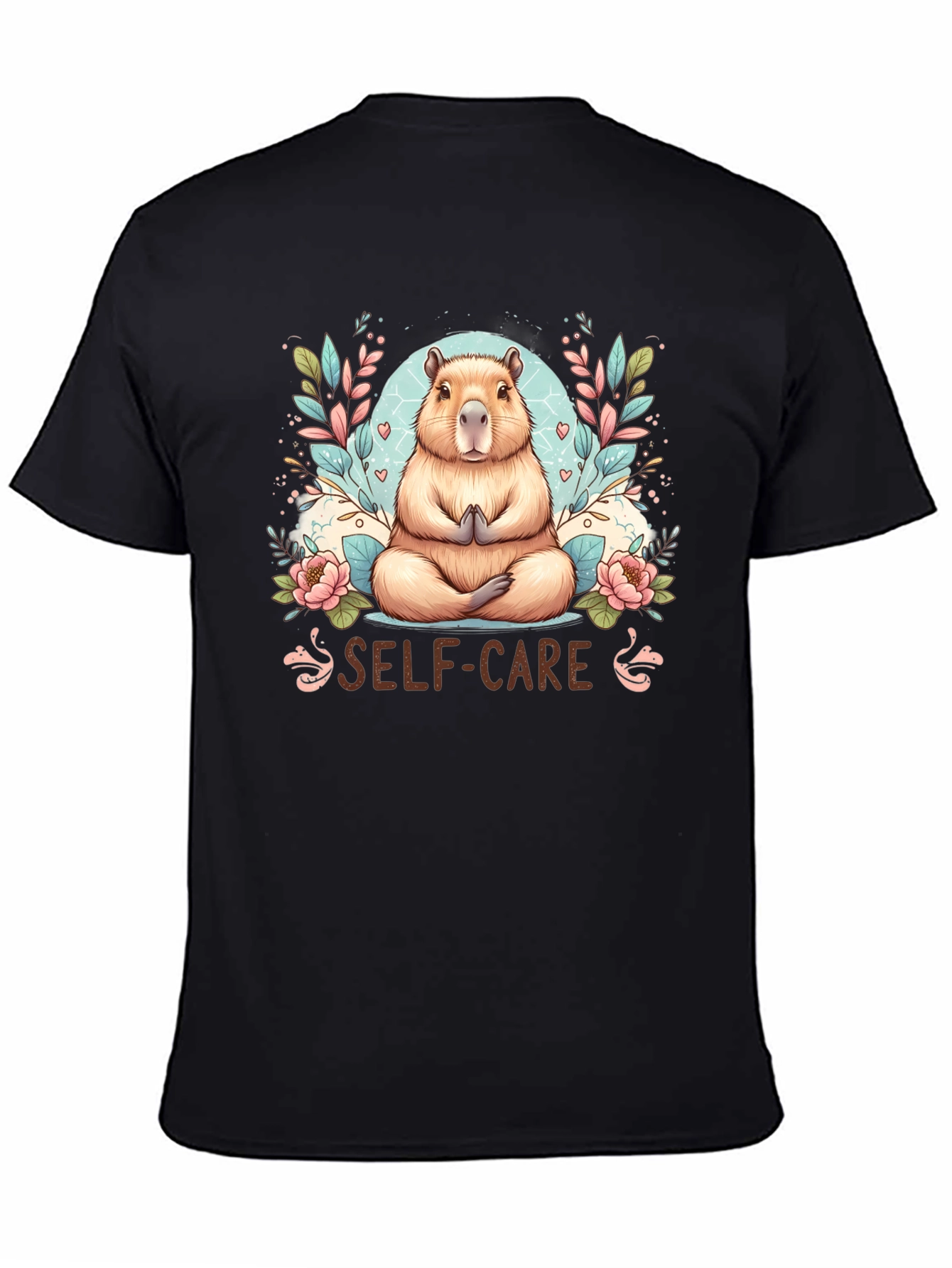 Black Self-Care Capybara T-Shirt view 4