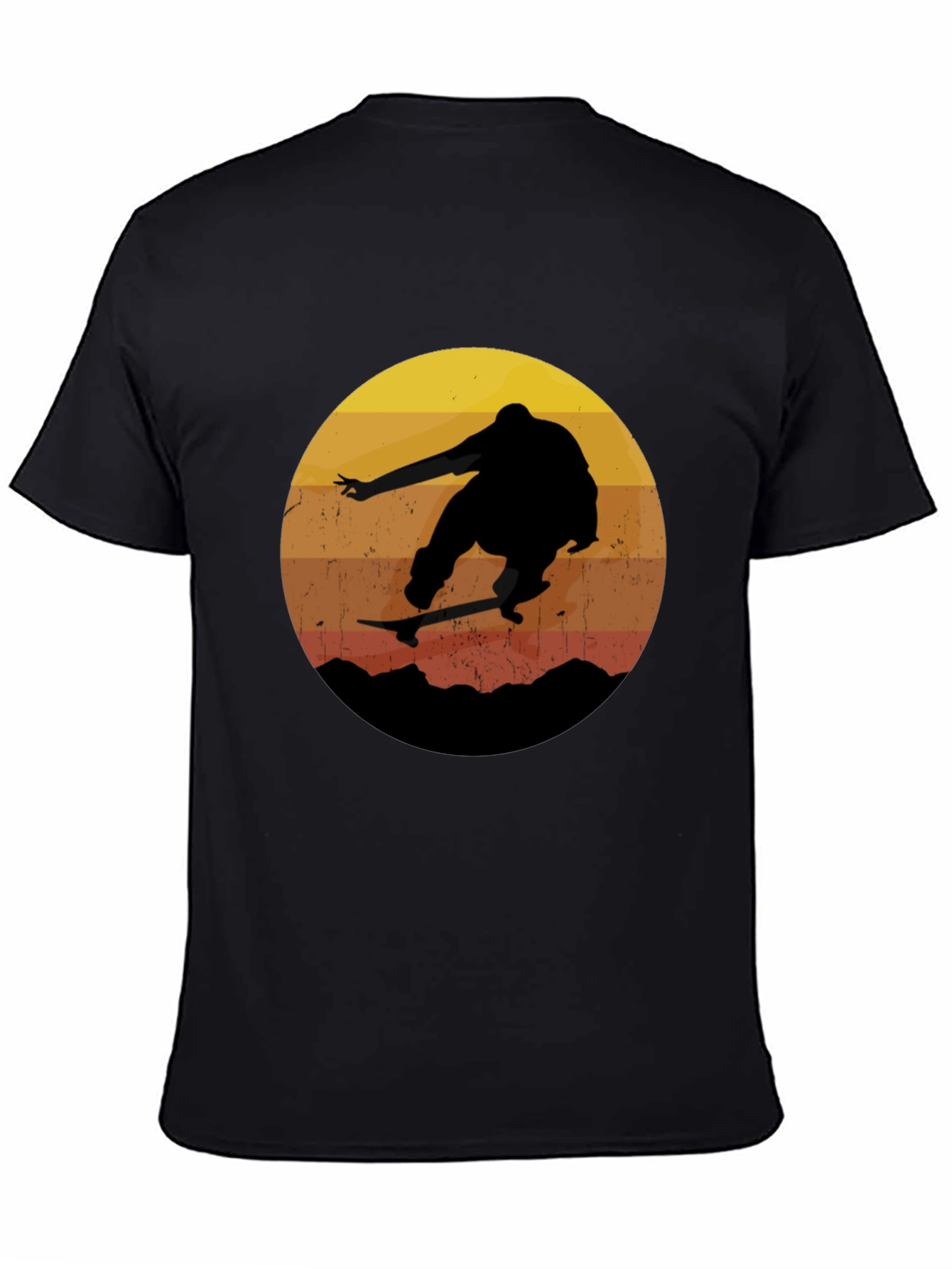Black Retro Skateboarder T-Shirt view 4