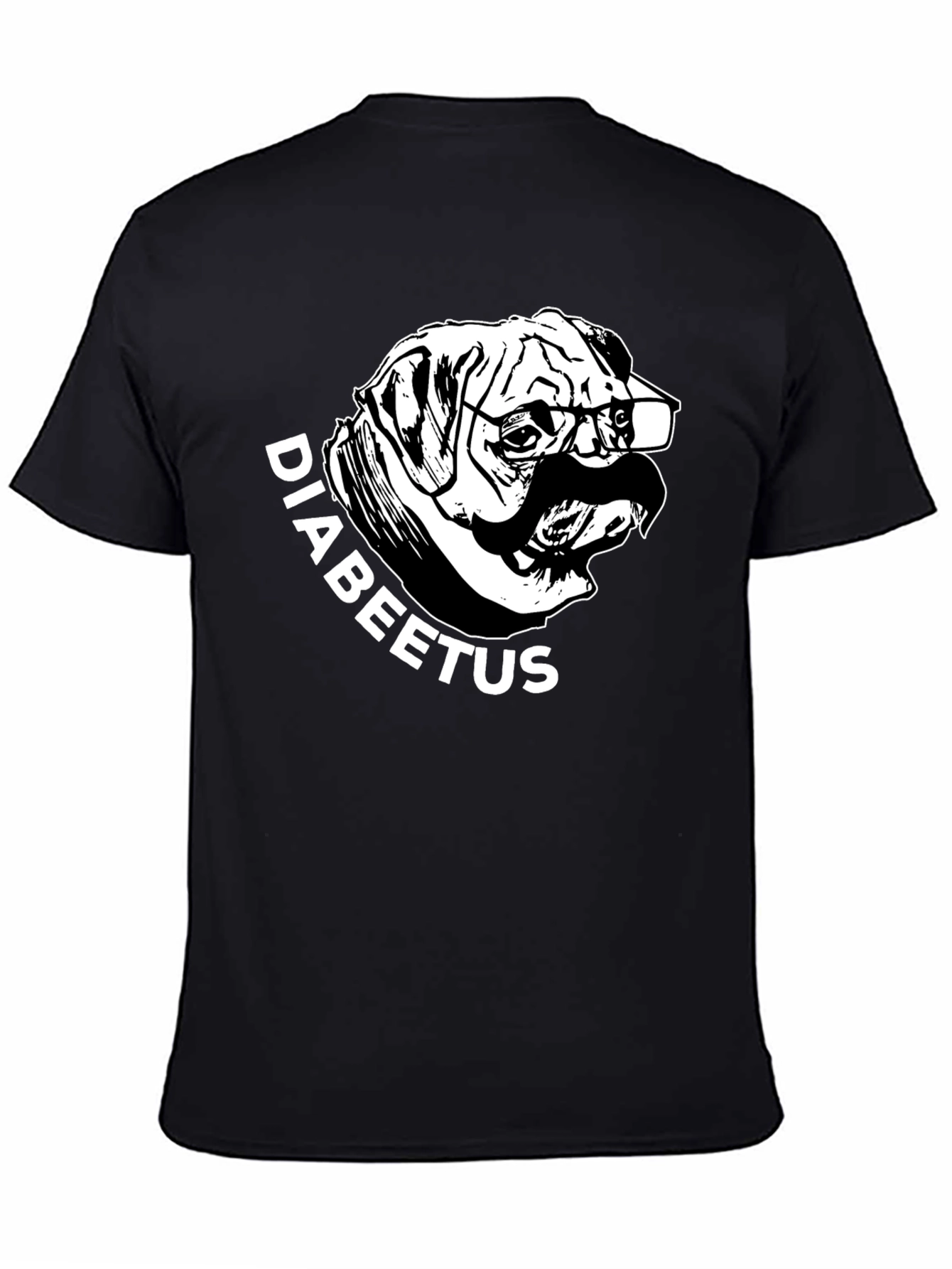 Black Diabeetus Pug T-Shirt - Novelty Graphic Tee view 4
