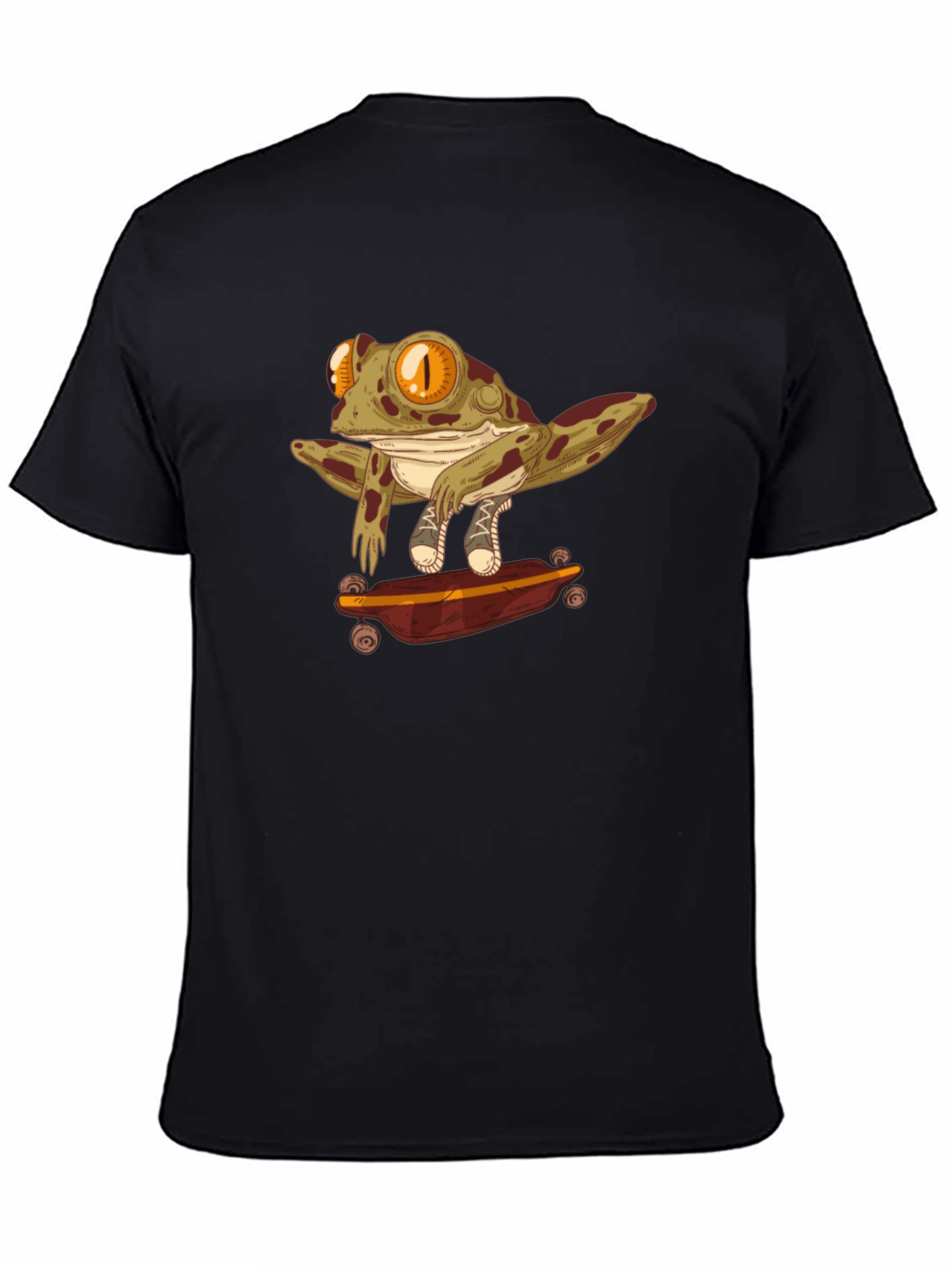 Black Skateboarding Frog Graphic T-Shirt view 4