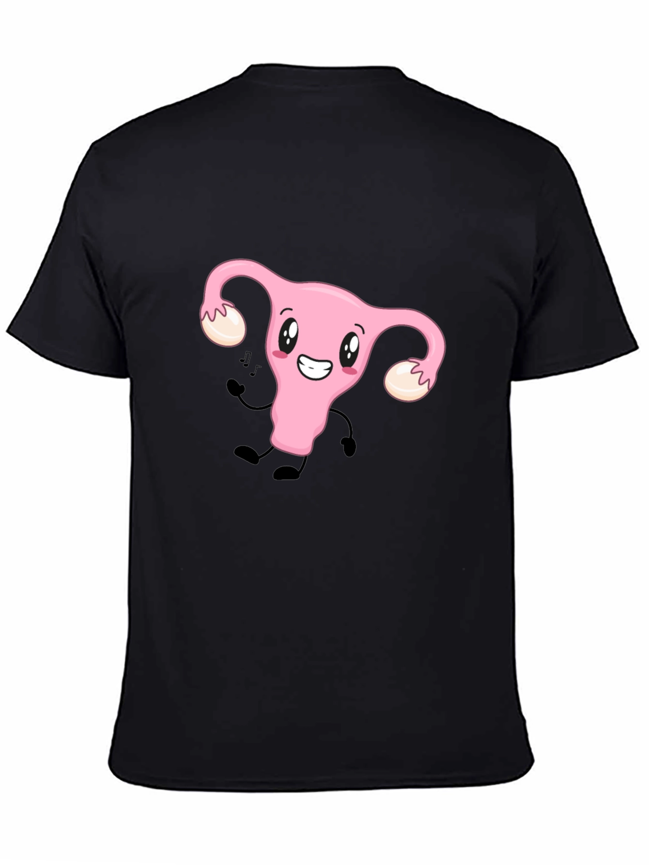 Black Funny Uterus Tee - Black Cotton Graphic T-Shirt view 4