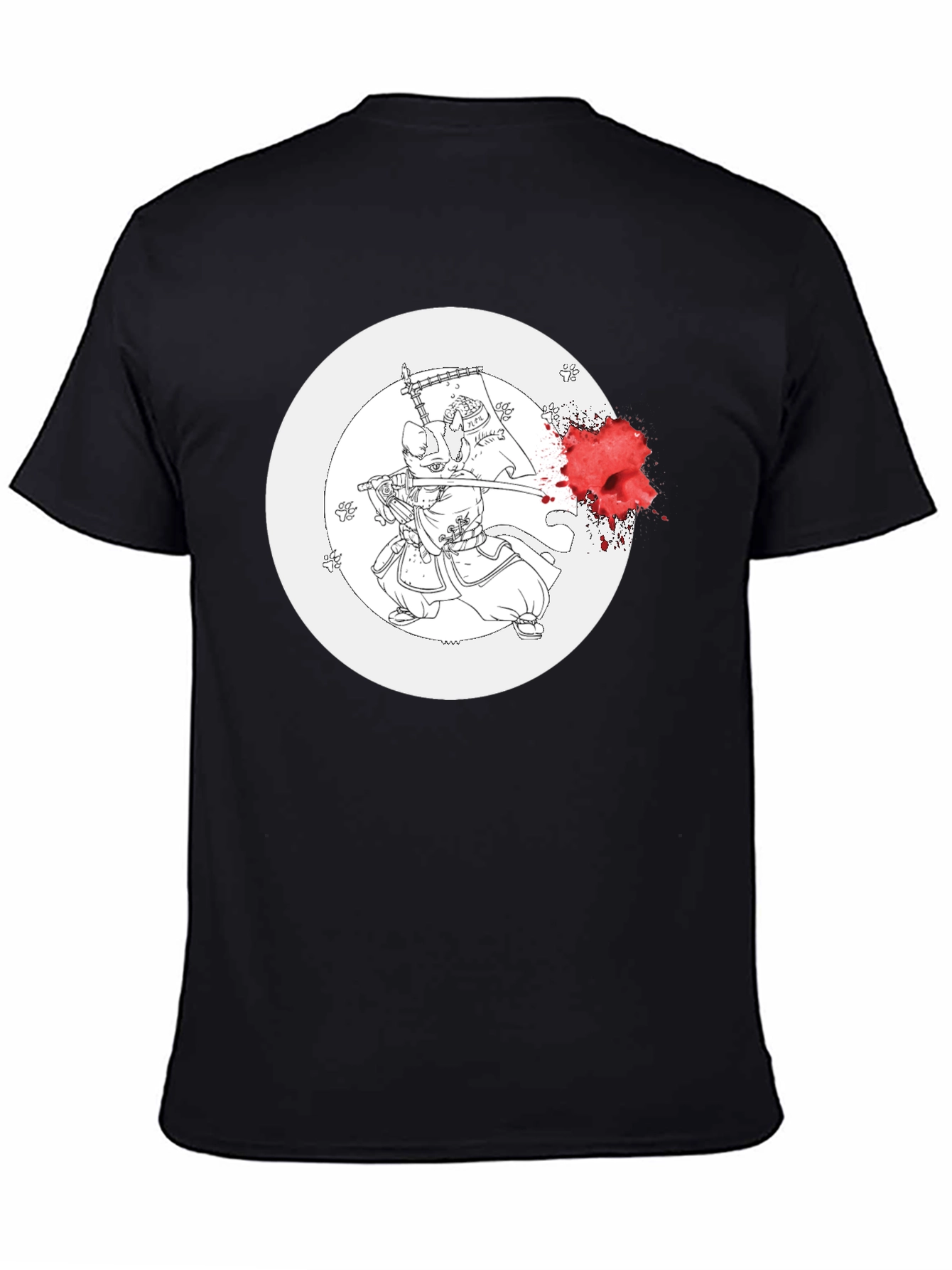 Black Samurai Cat Graphic Tee view 4