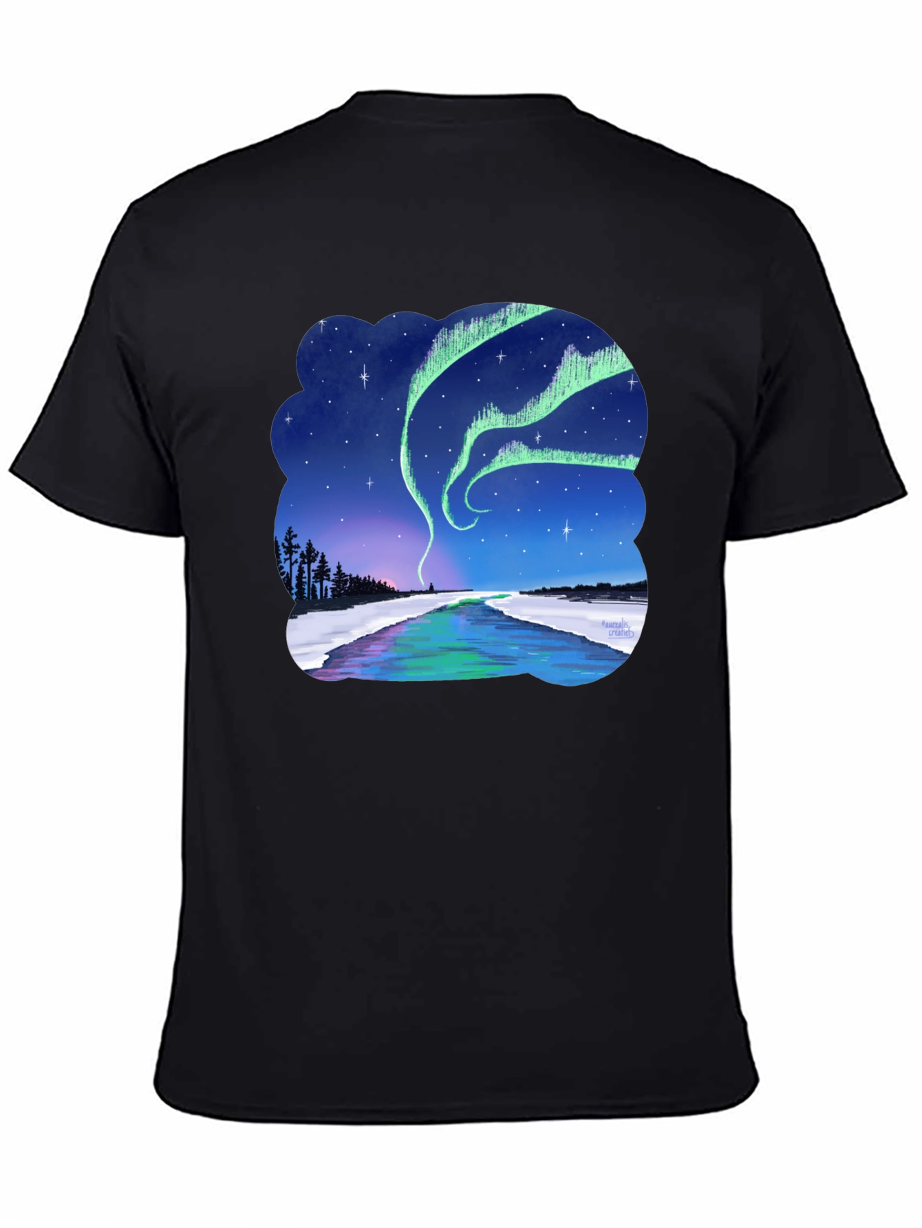 Black Aurora Borealis Graphic Tee - Northern Lights Shirt view 4