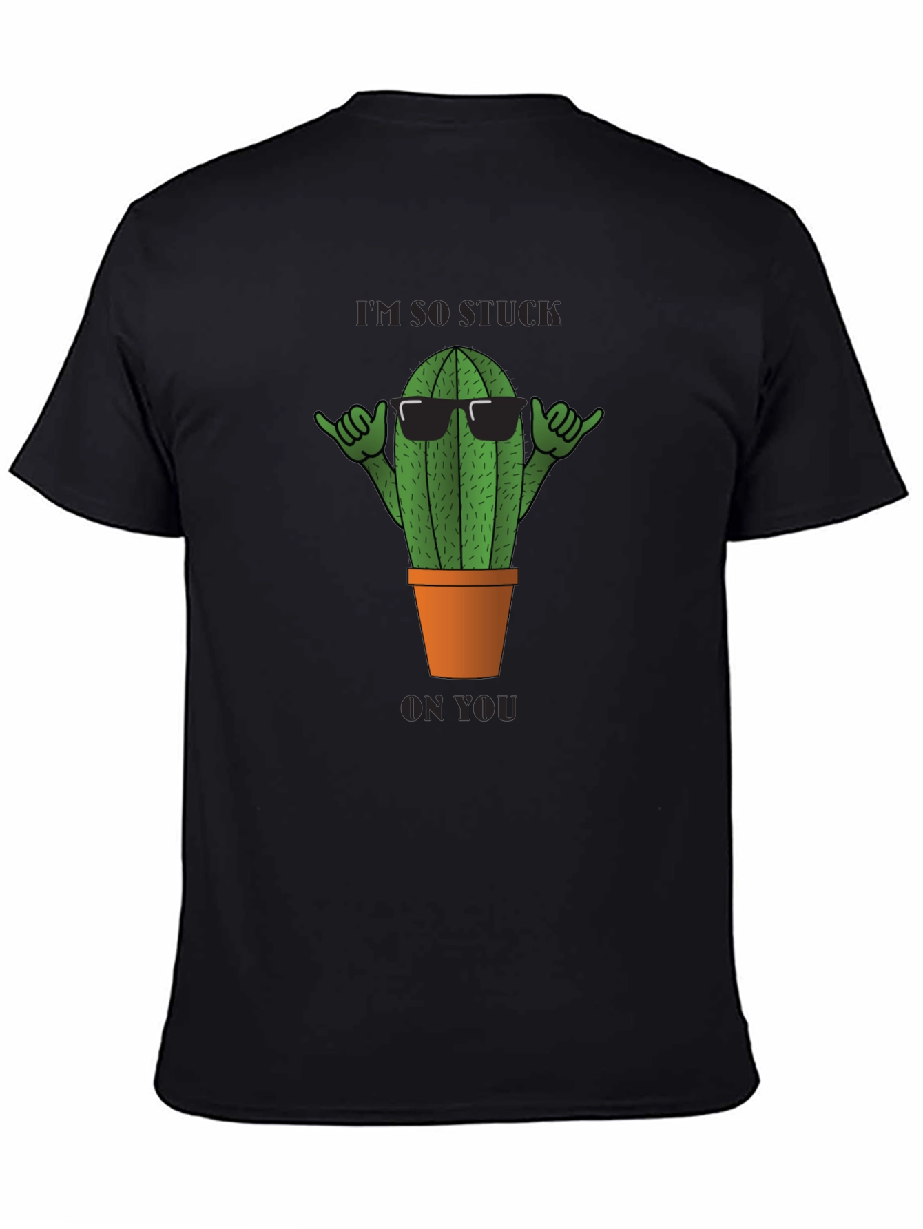 Black Cool Cactus T-Shirt - I'm So Stuck On You - Black view 4