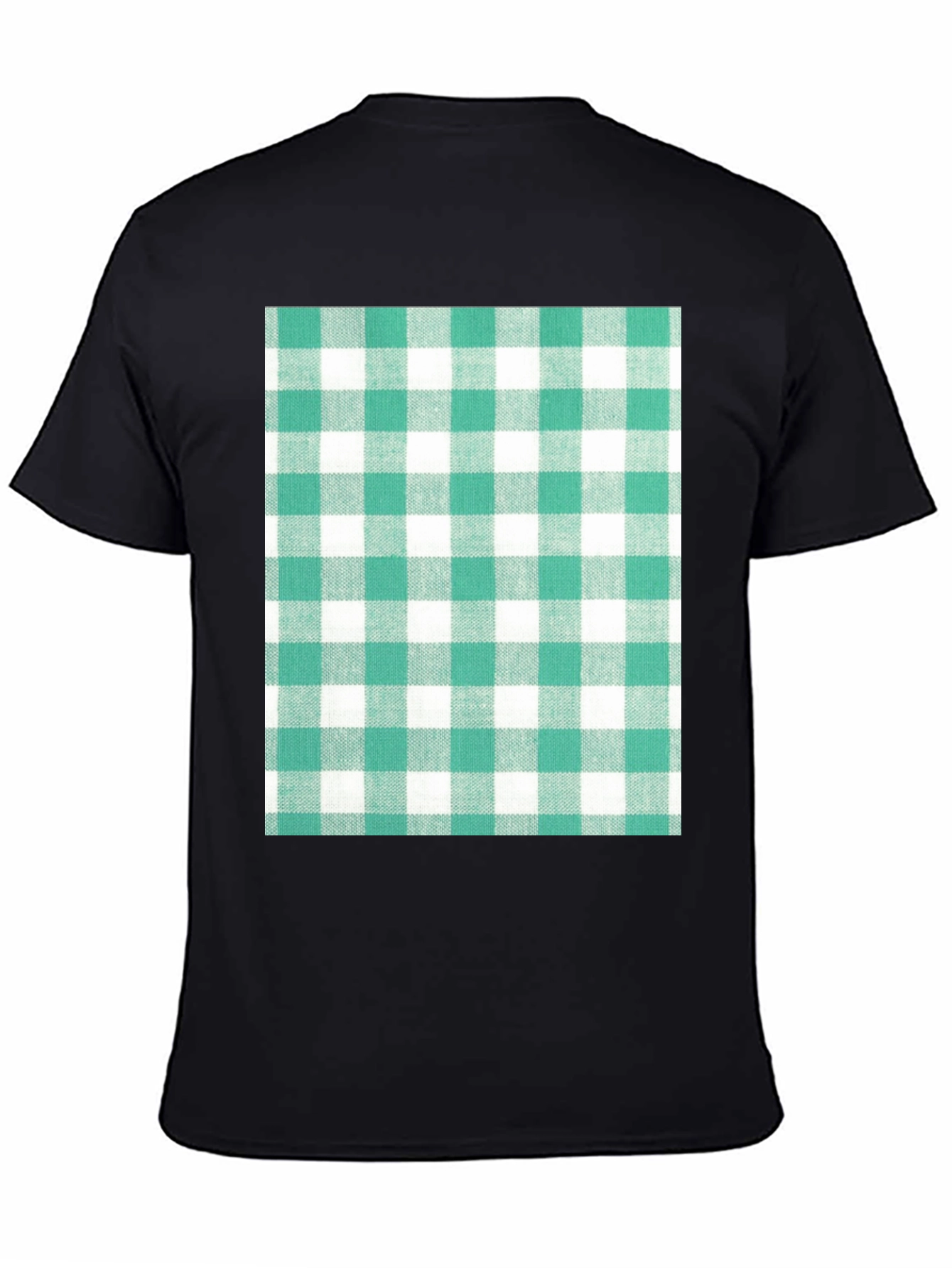 Black Gingham Pattern T-Shirt - Black view 4