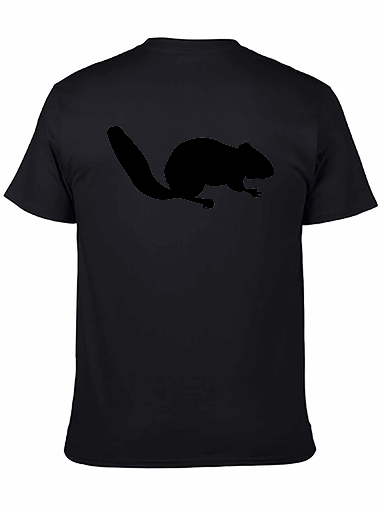 Black Beaver Silhouette Graphic Tee - Classic Crew Neck Black T-Shirt view 4