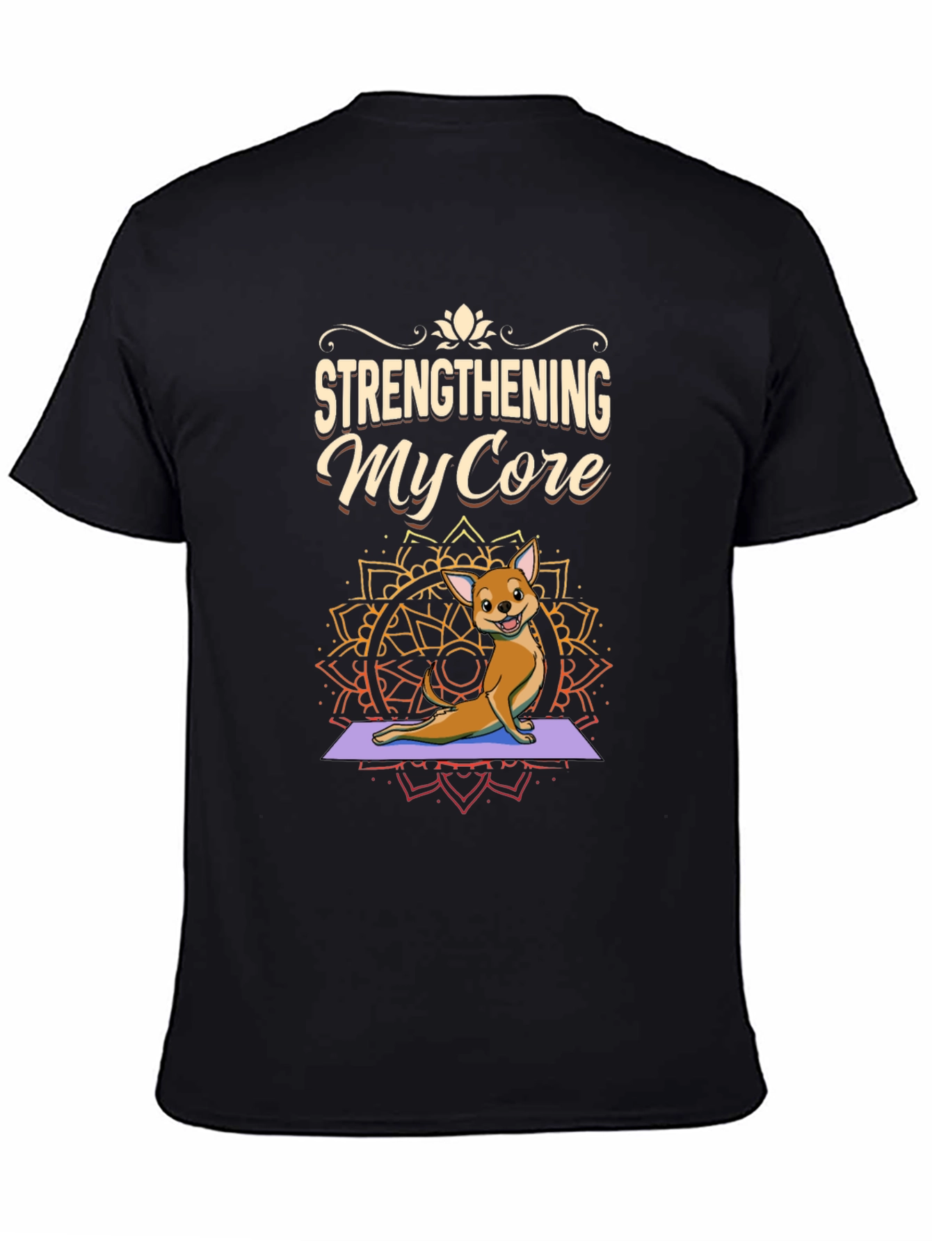 Black Yoga Dog Graphic Tee - Strengthening My Core view 4
