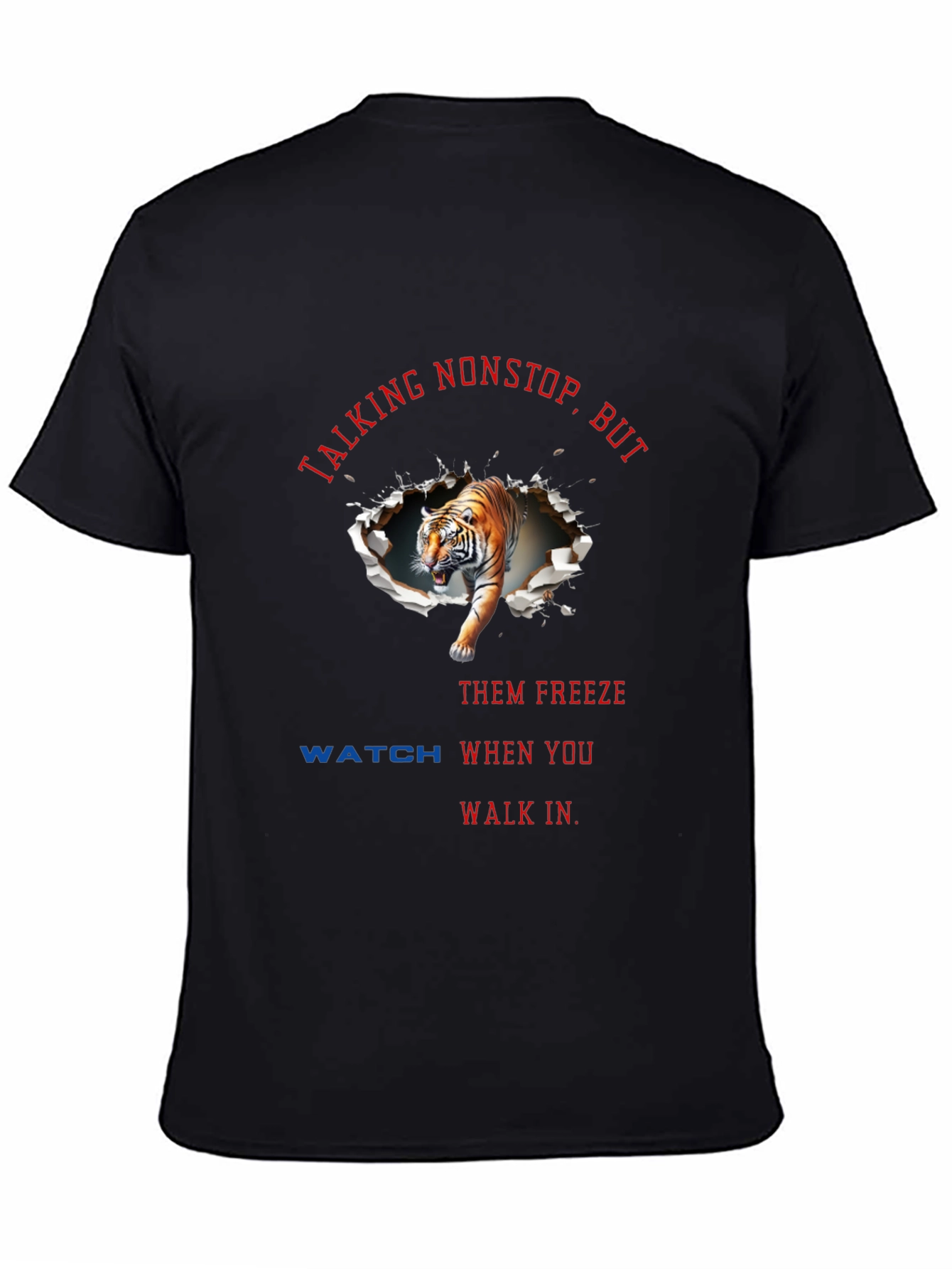 Black Talking Nonstop Tiger Graphic T-Shirt view 4