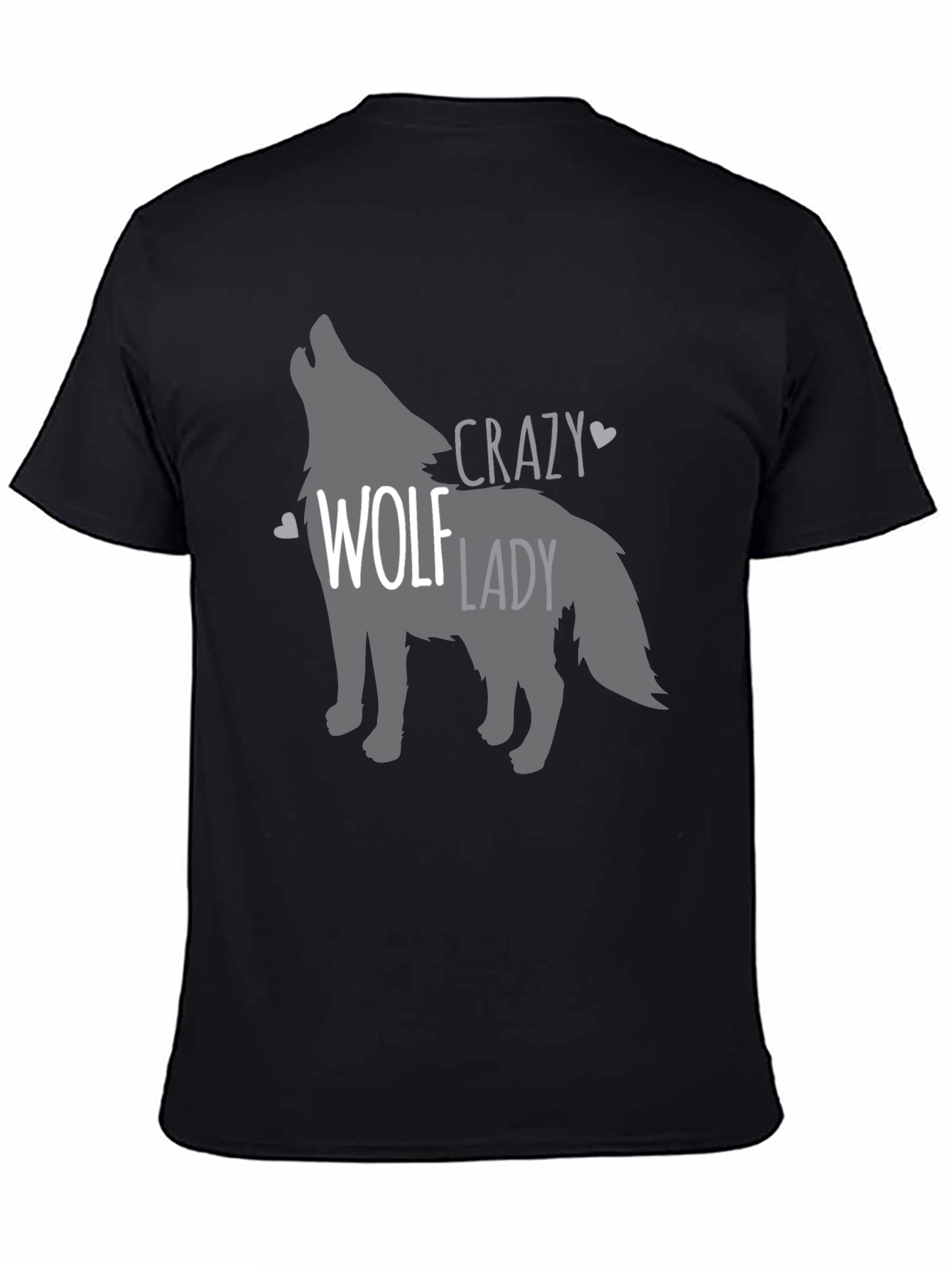 Black Crazy Wolf Lady T-Shirt - Animal Lover Tee view 4