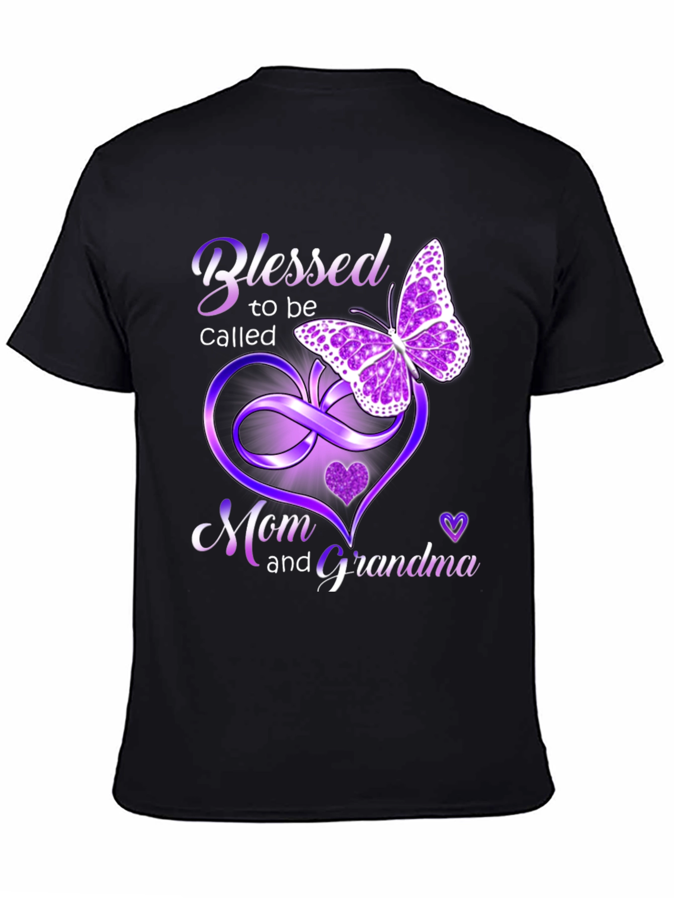 Black Blessed Mom and Grandma T-Shirt with Butterfly Design view 4