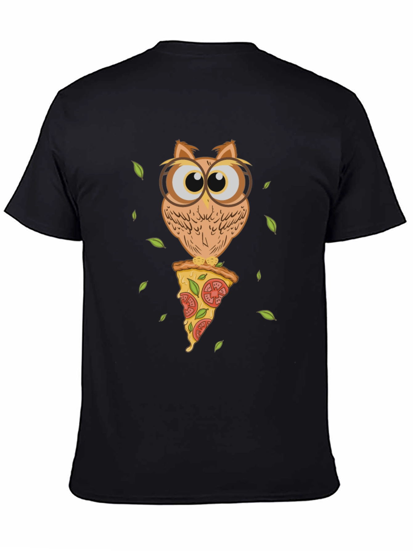 Black Owl Pizza Slice T-Shirt - Unique Graphic Tee view 4