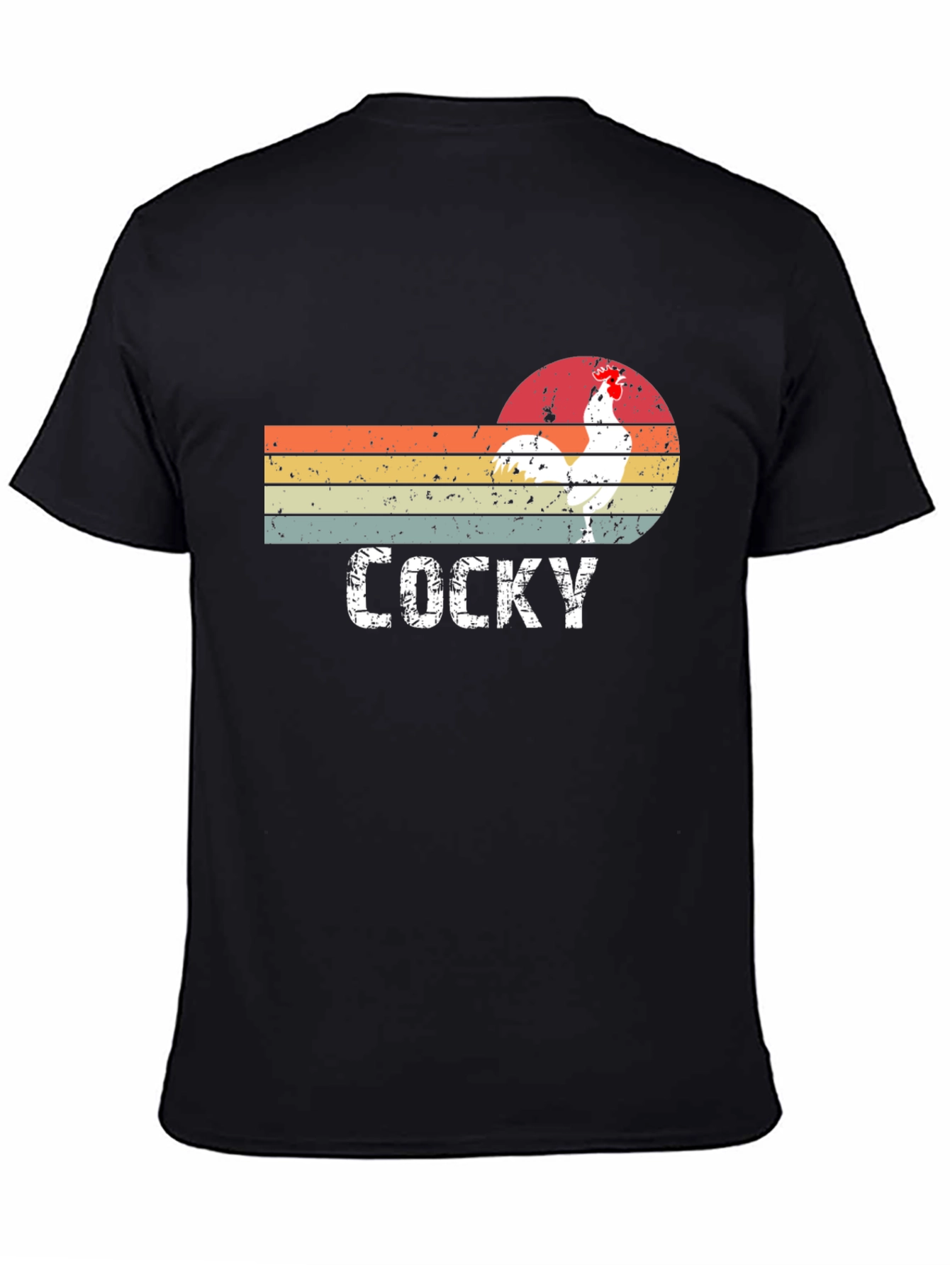 Black Vintage "Cocky" Rooster Graphic T-Shirt view 4