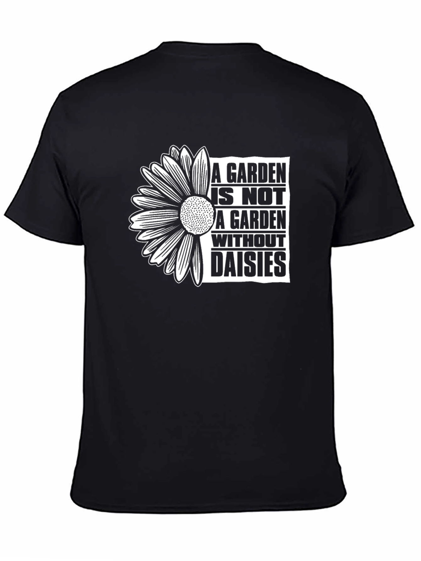 Black Daisy Garden T-Shirt - Floral Graphic Tee view 4