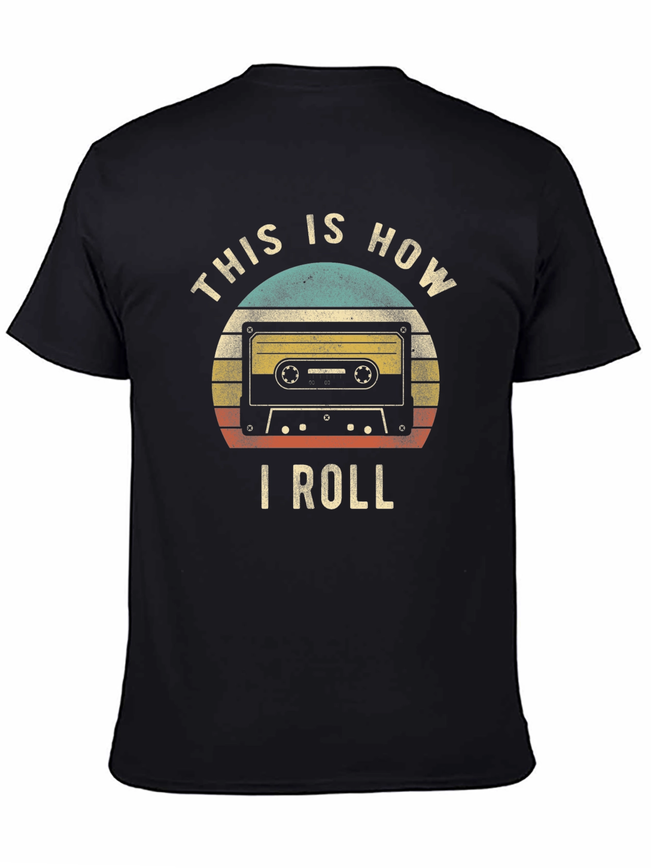 Black Retro Cassette Tape "This Is How I Roll" T-Shirt view 4