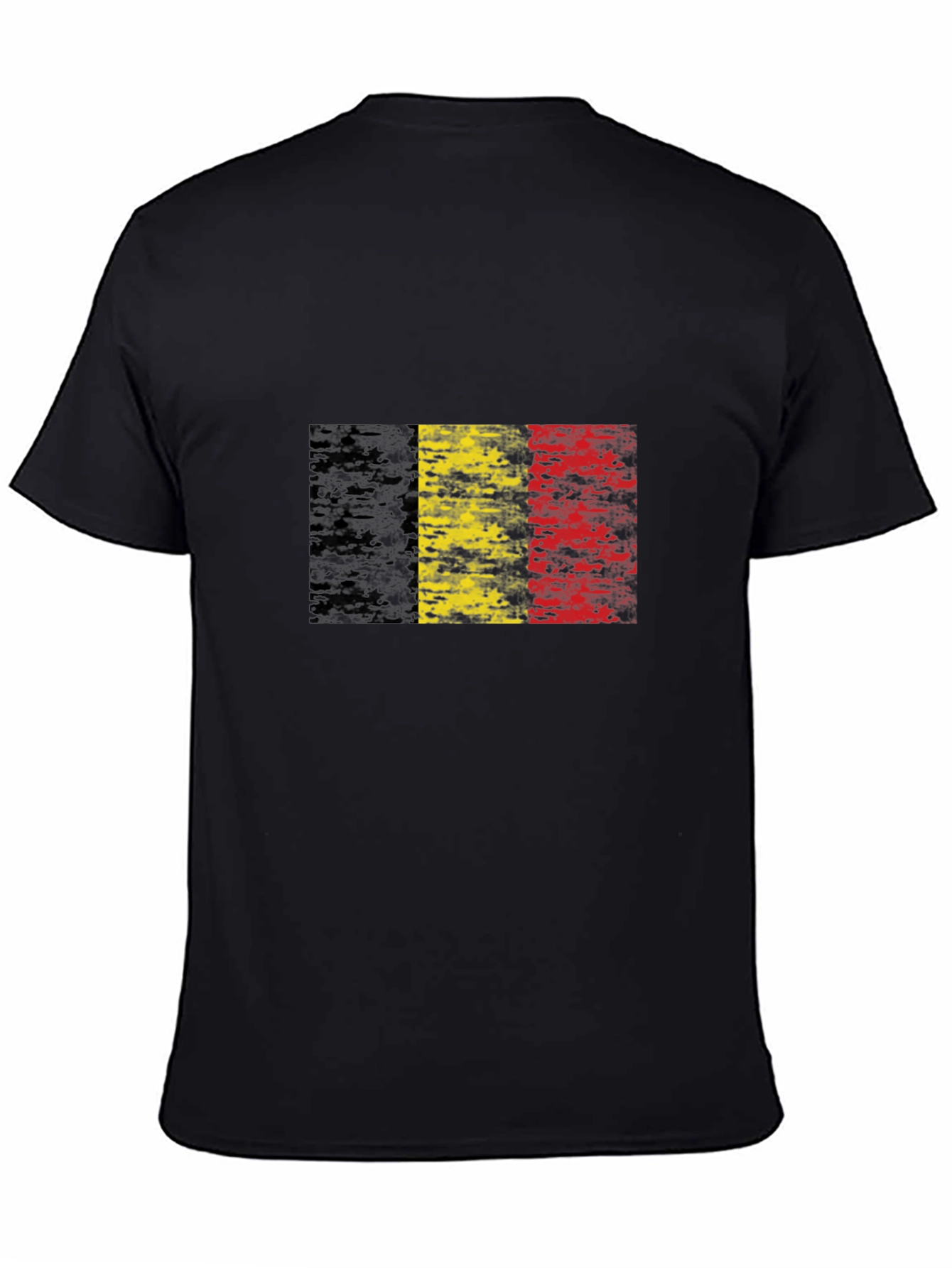Black Belgium Flag Distressed T-Shirt Black view 4