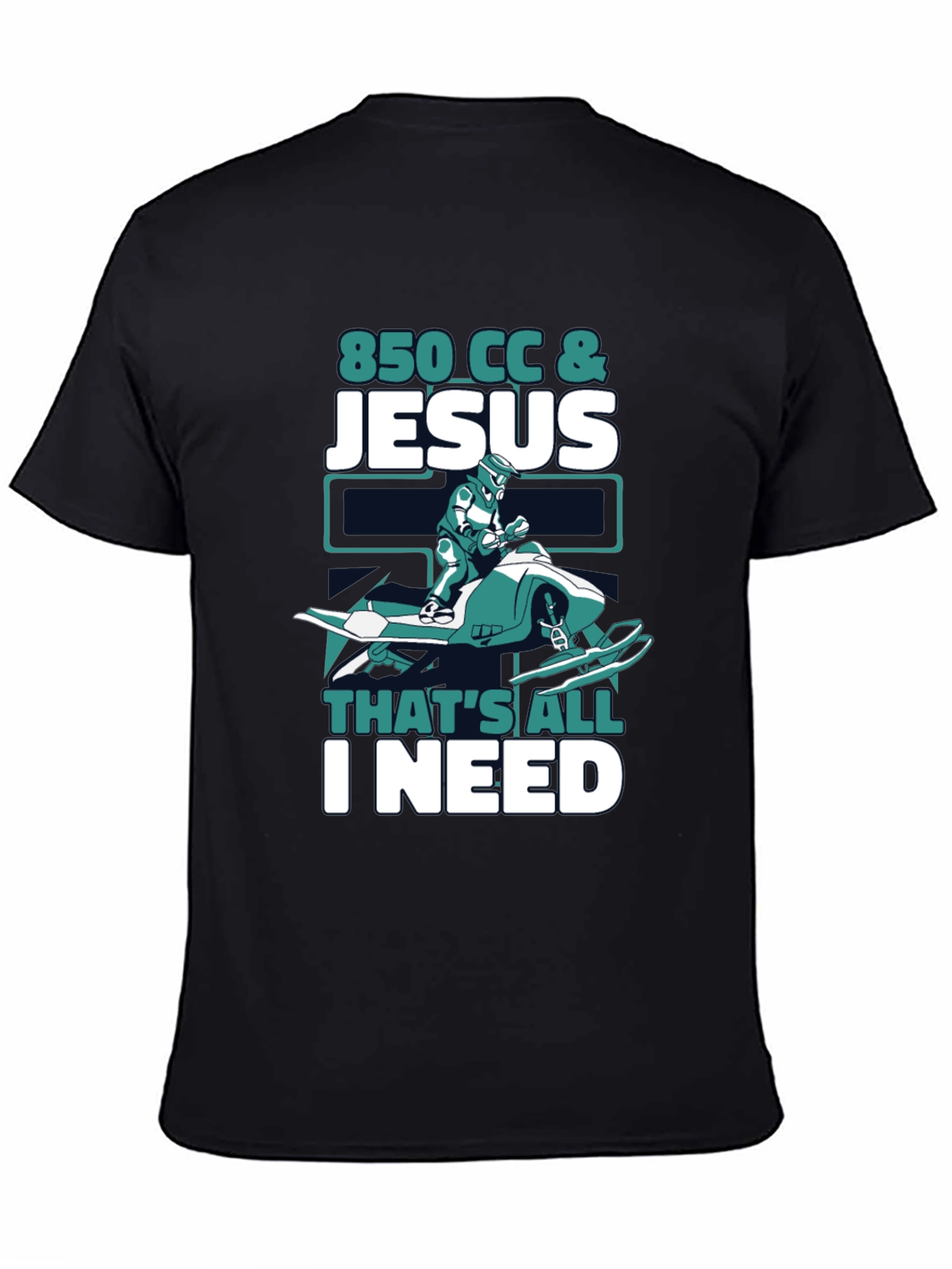 Black 850 CC & Jesus T-Shirt - Snowmobile Graphic Tee view 4