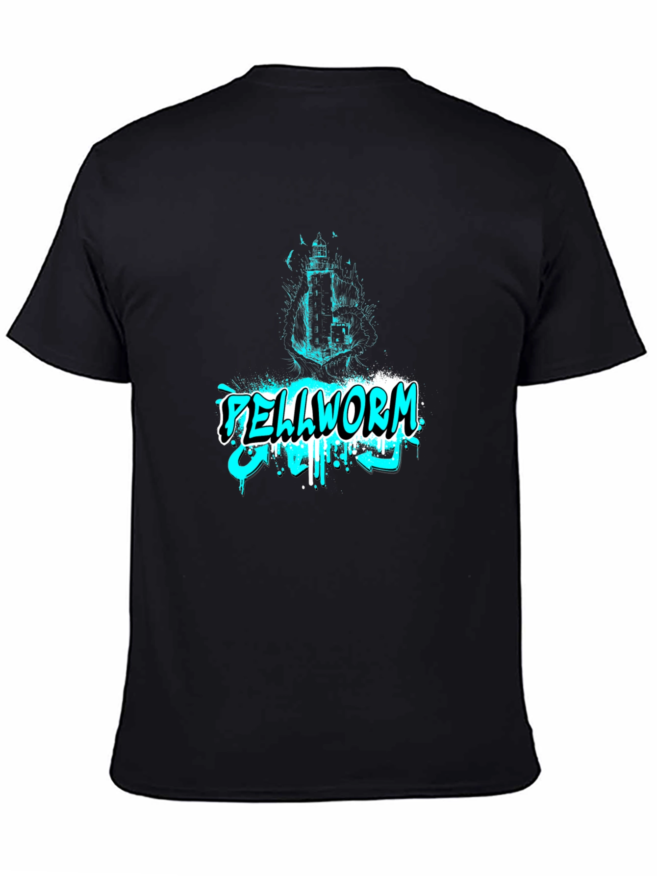 Black Hellworm Graphic Print Black T-Shirt view 4