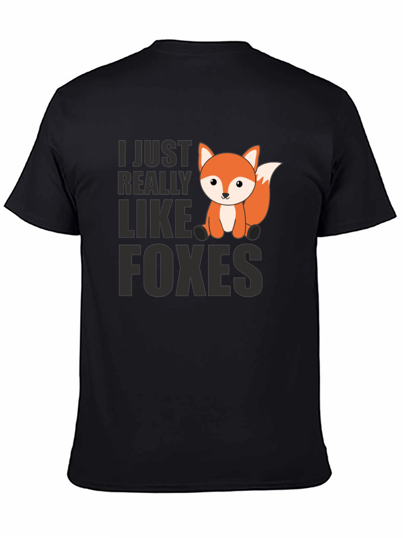 Black Cute Fox Graphic Tee - I Just Really Like Foxes view 4