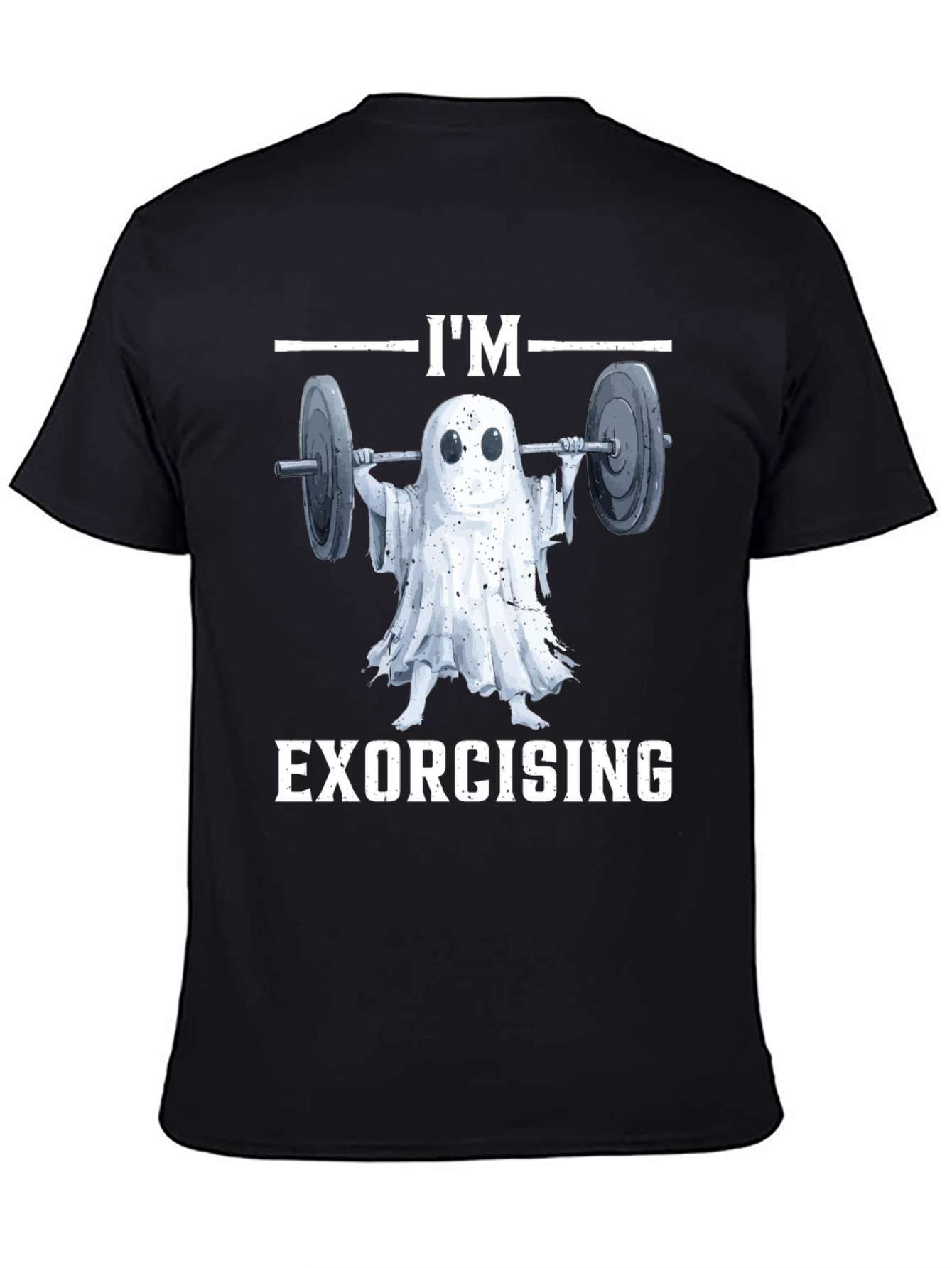 Black Funny Ghost Exorcising Workout T-Shirt view 4