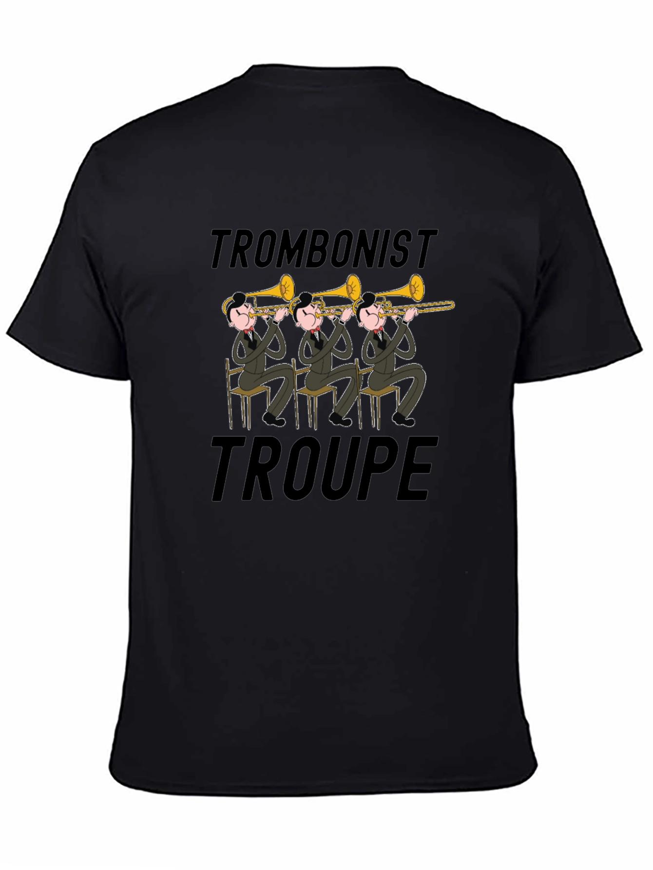 Black Trombonist Troupe Graphic Tee - Musical Humor view 4