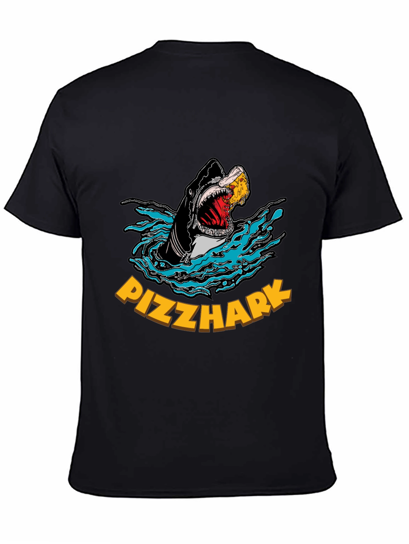 Black Pizza Shark Graphic T-Shirt - Funny Tee view 4