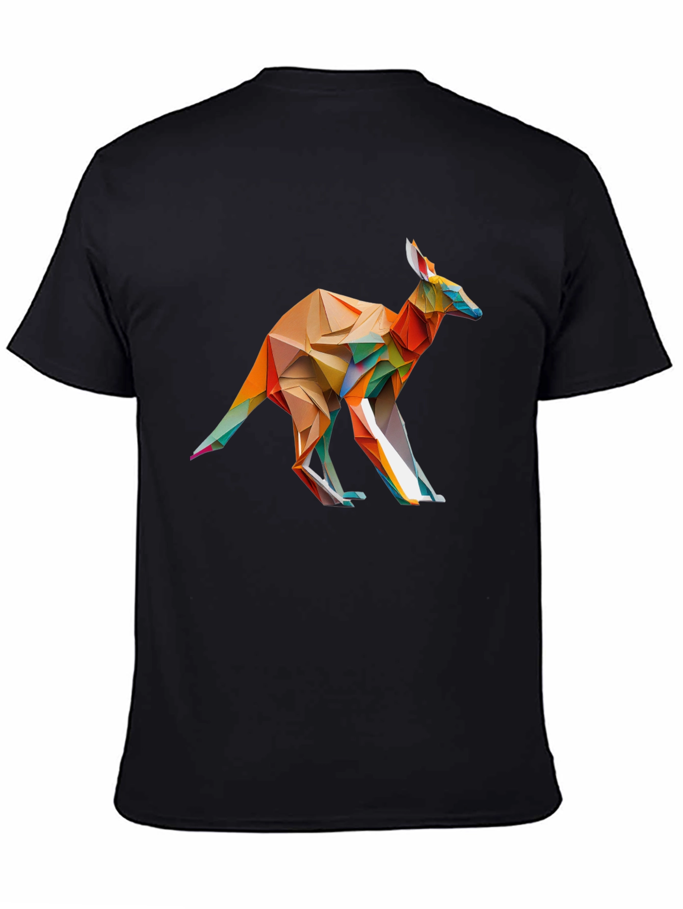 Black Geometric Kangaroo Graphic T-Shirt - Black view 4