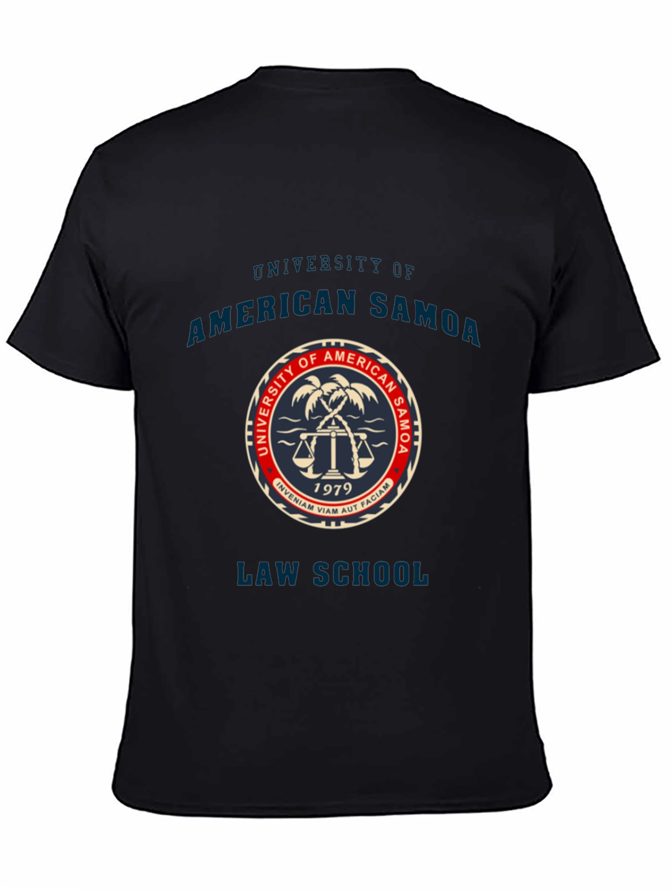 Black American Samoa Law School T-Shirt view 4