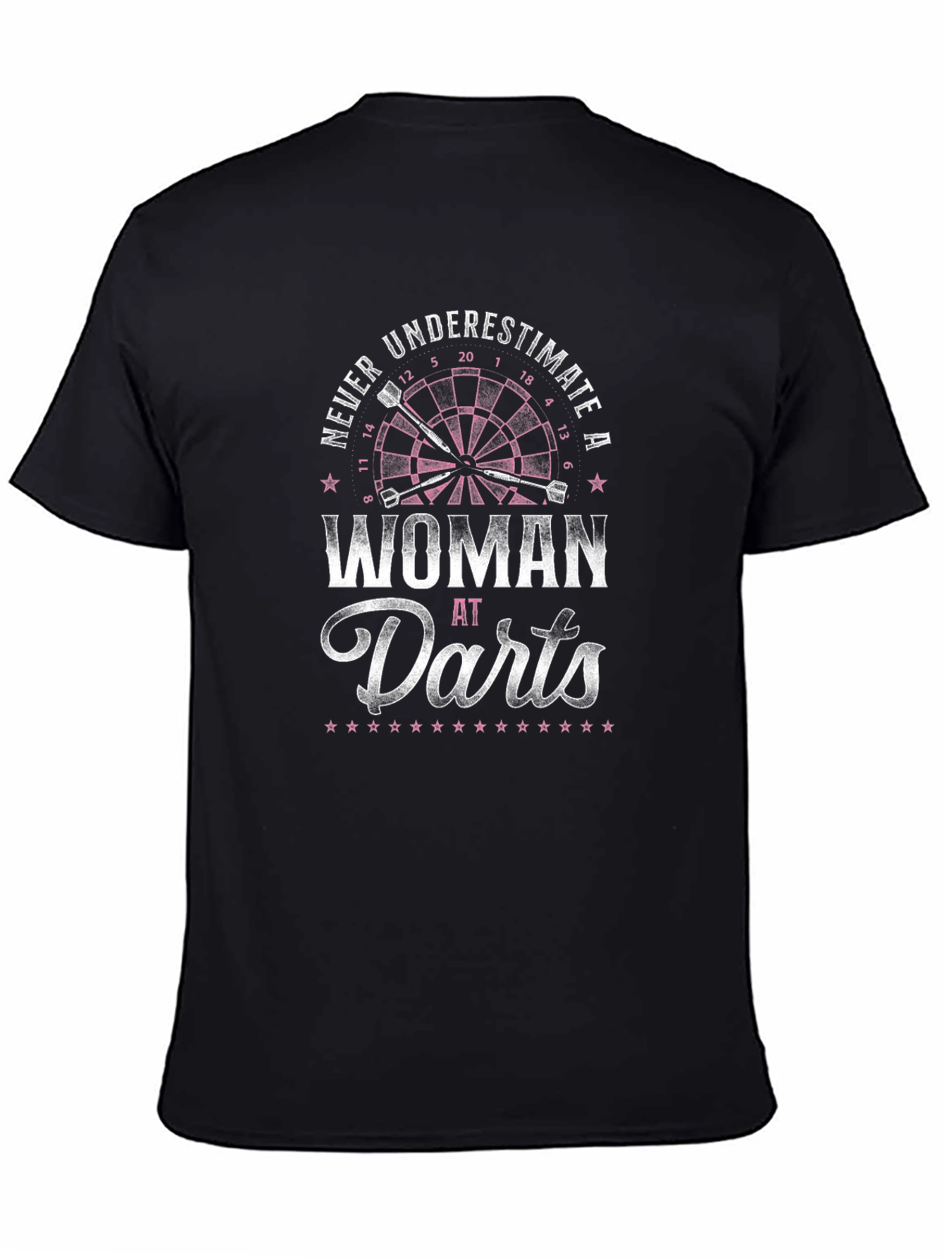 Black Never Underestimate a Woman at Darts T-Shirt view 4