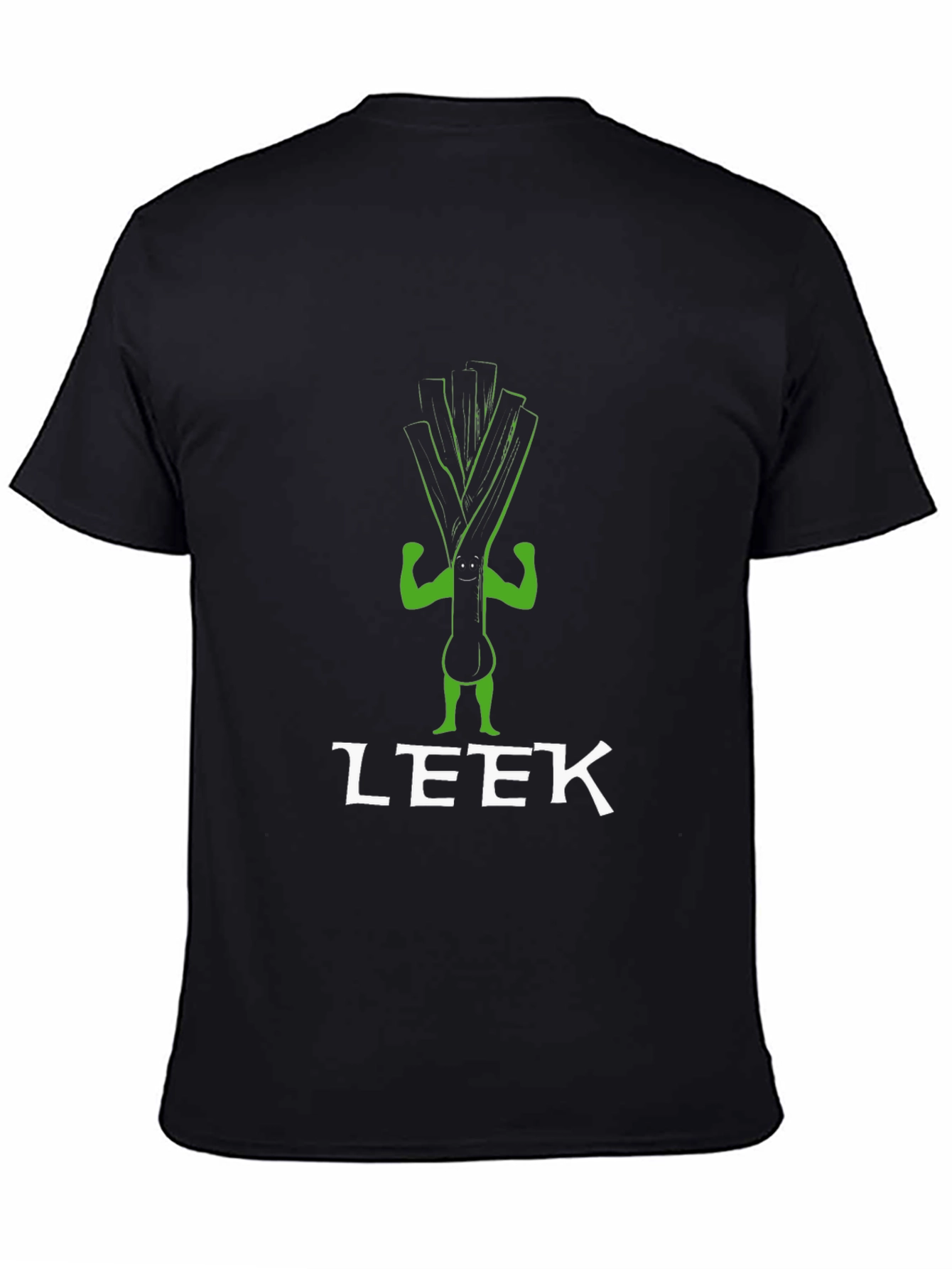 Black Funny Leek Cartoon T-Shirt view 4