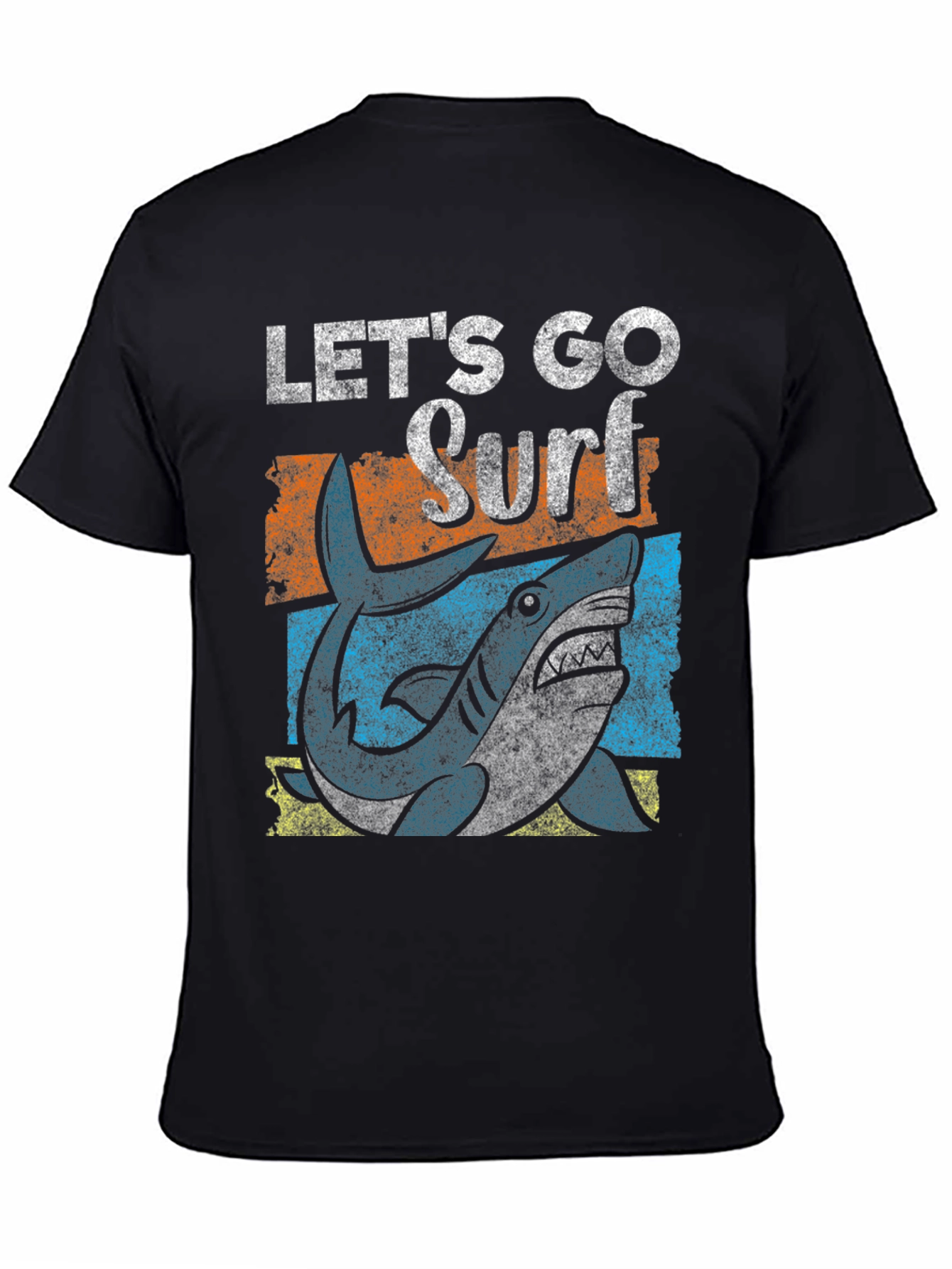 Black Let's Go Surf Shark Graphic Tee - Black view 4