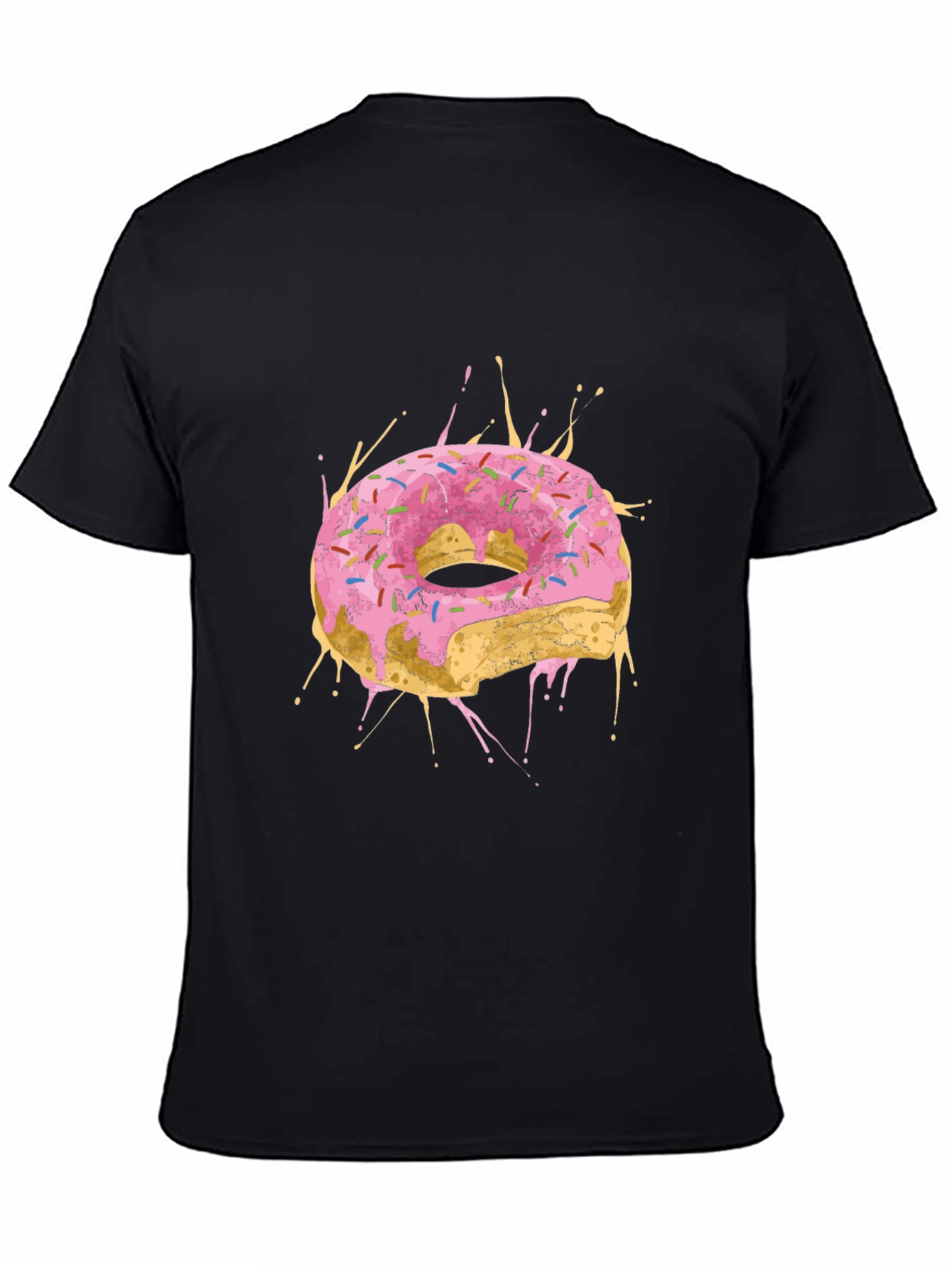 Black Donut Splash Graphic Tee - Black Cotton T-Shirt view 4