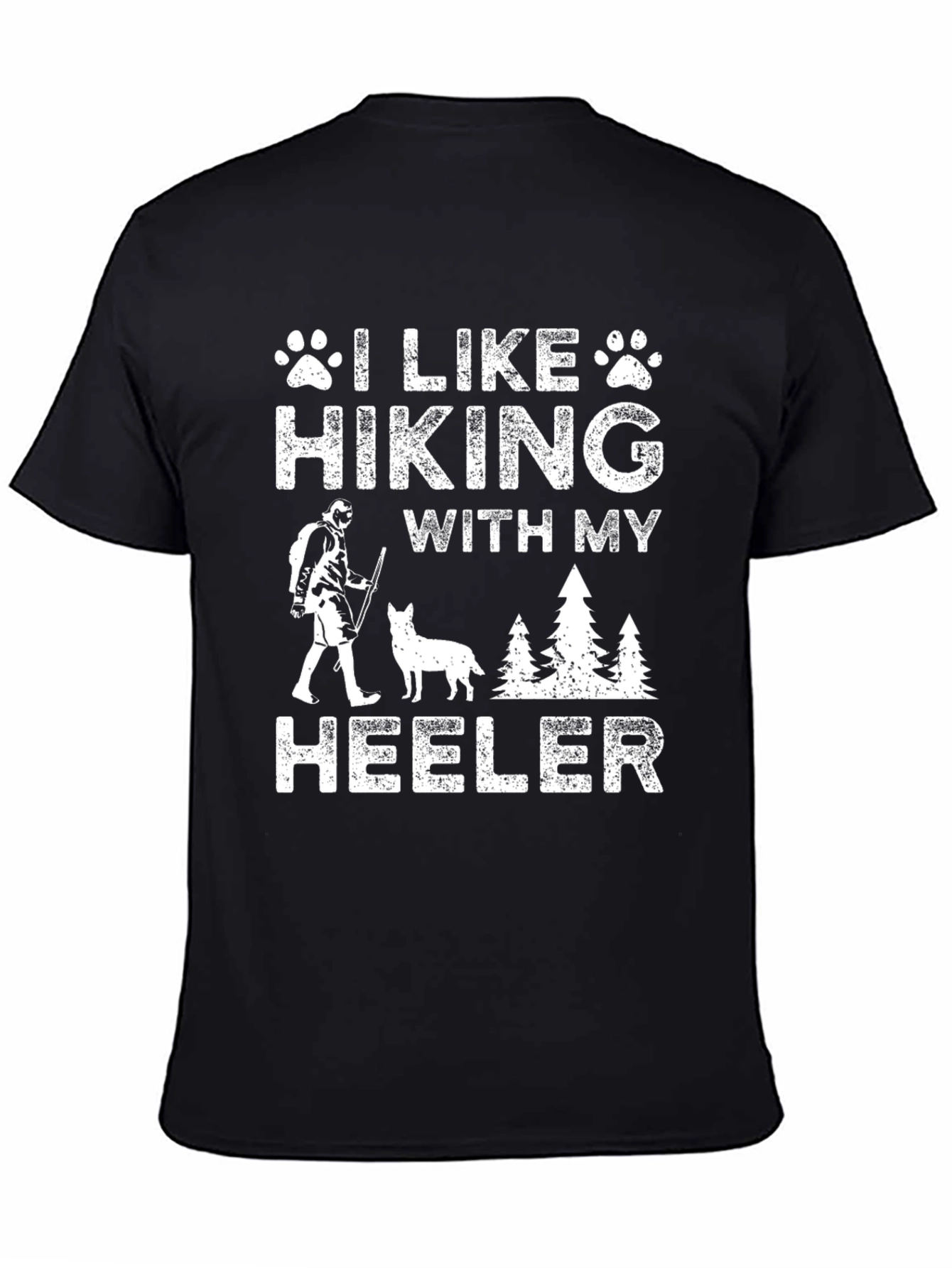 Black Hiking Heeler Dog Graphic T-Shirt view 4