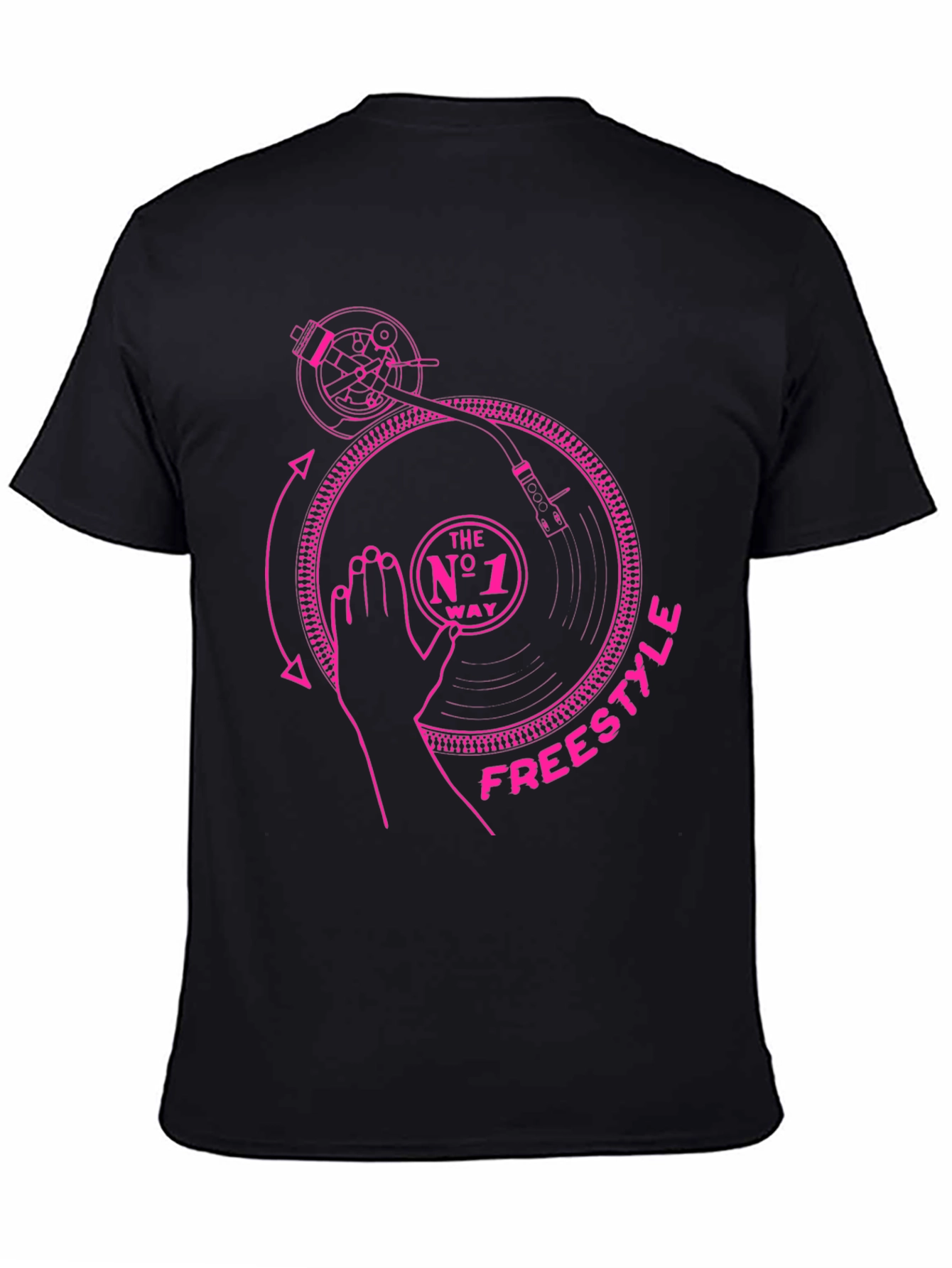 Black DJ Freestyle Graphic Tee - Black Cotton T-Shirt view 4