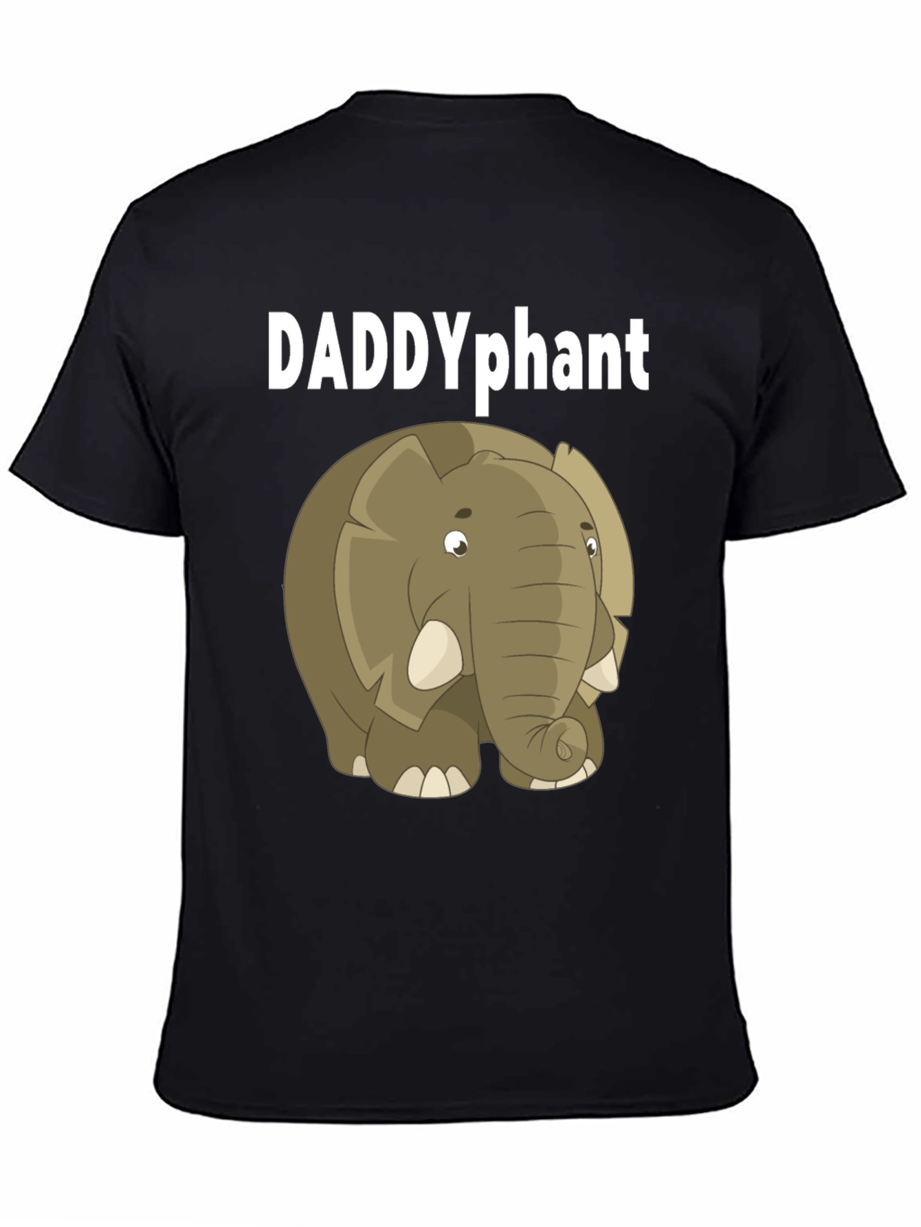Black DADDYphant Elephant Cartoon Black T-Shirt view 4