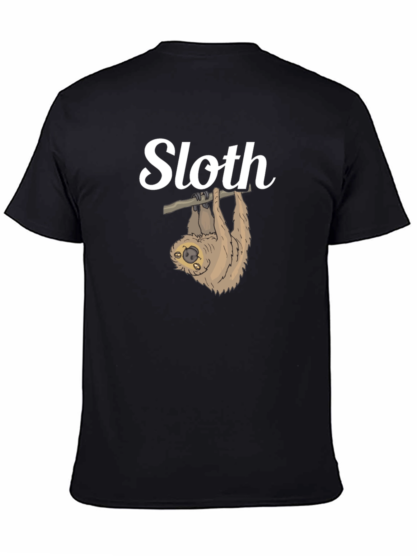Black Cute Sloth Hanging T-Shirt - Funny Animal Tee view 4