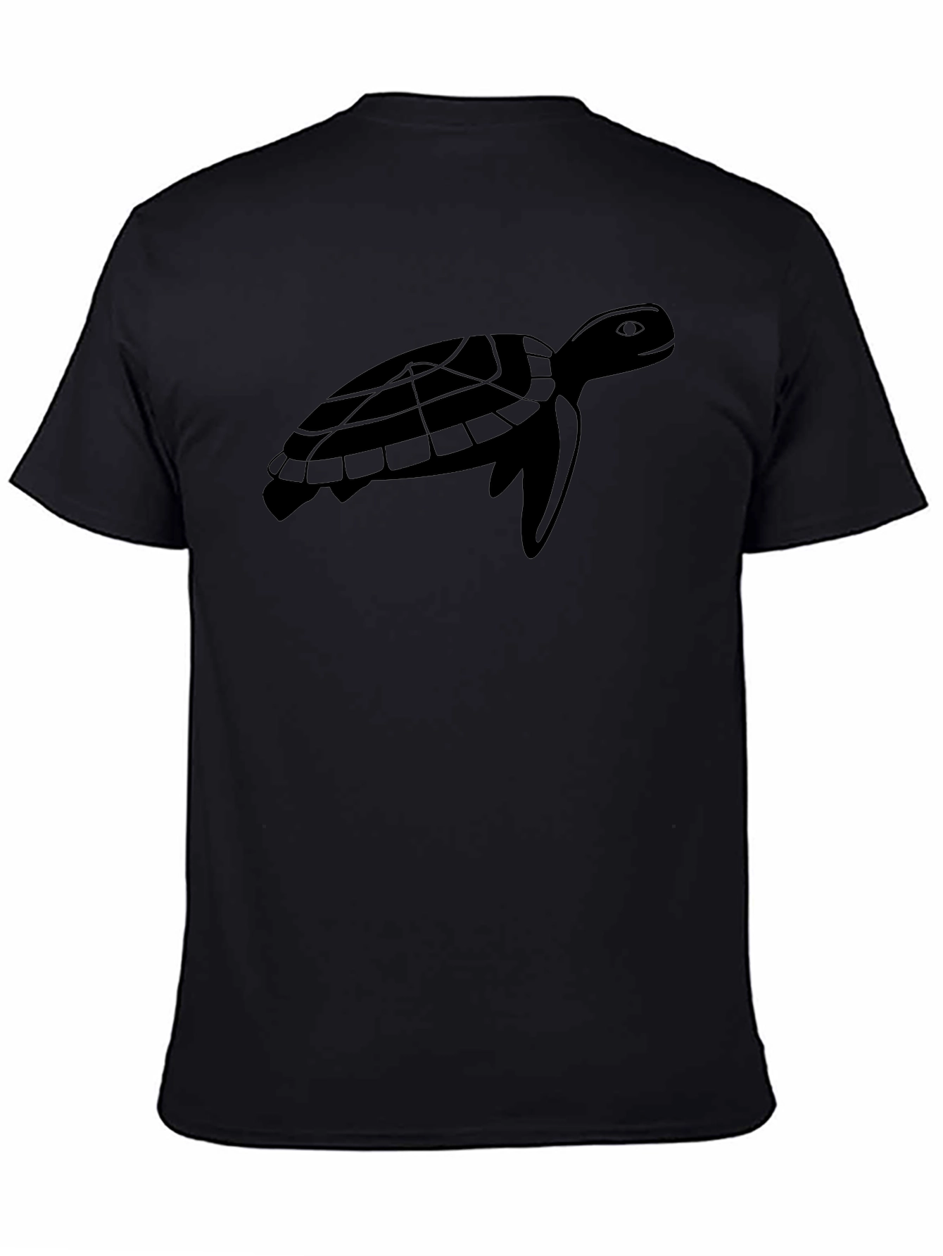 Black Sea Turtle Graphic Tee - Black Cotton T-Shirt view 4
