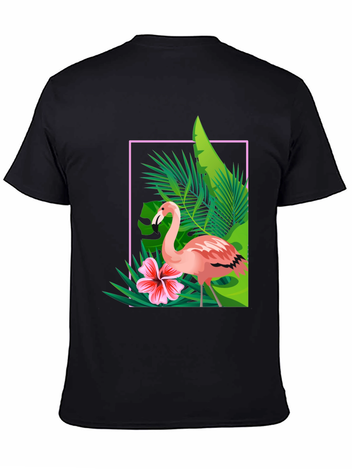 Black Tropical Flamingo Graphic Tee - Stylish Summer T-Shirt view 4
