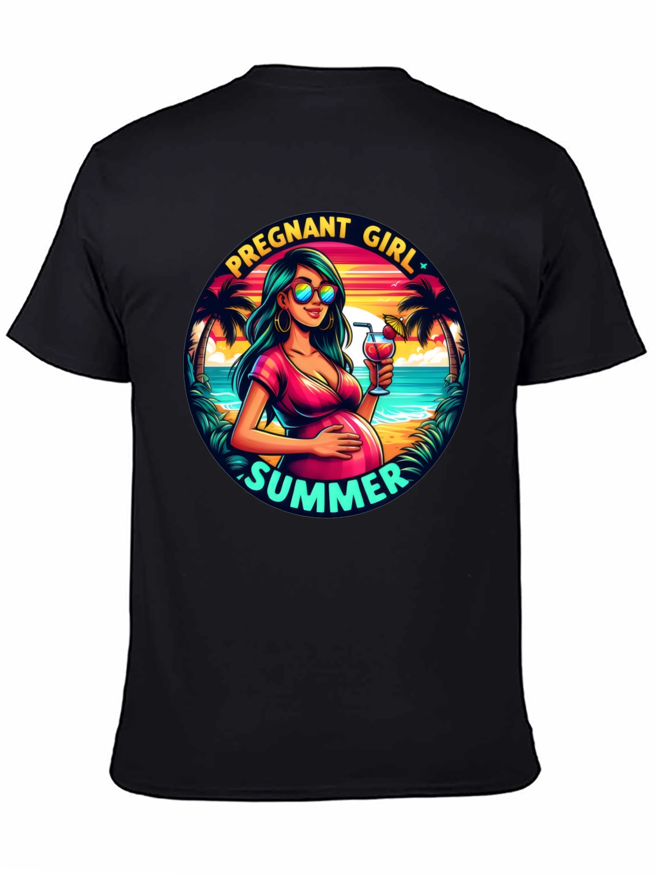 Black Pregnant Girl Summer Graphic T-Shirt view 4