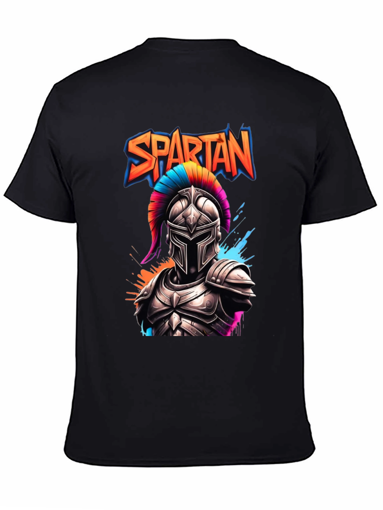 Black Spartan Warrior Graphic T-Shirt view 4